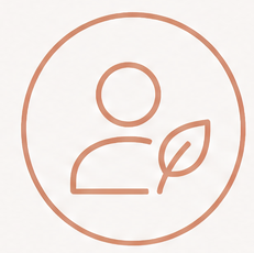 Icon of a person with a leaf, enclosed in a circle