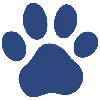 Silhouette of a blue paw print