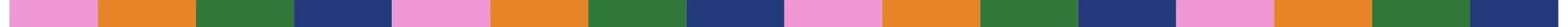 Colorful striped border with pink, orange, green, and blue stripes.