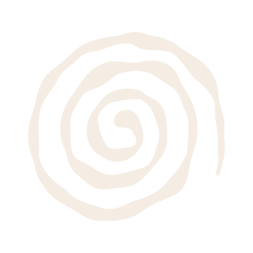 Black and white spiral pattern resembling a sunflower or a whirl, with irregular lines creating a swirling design.