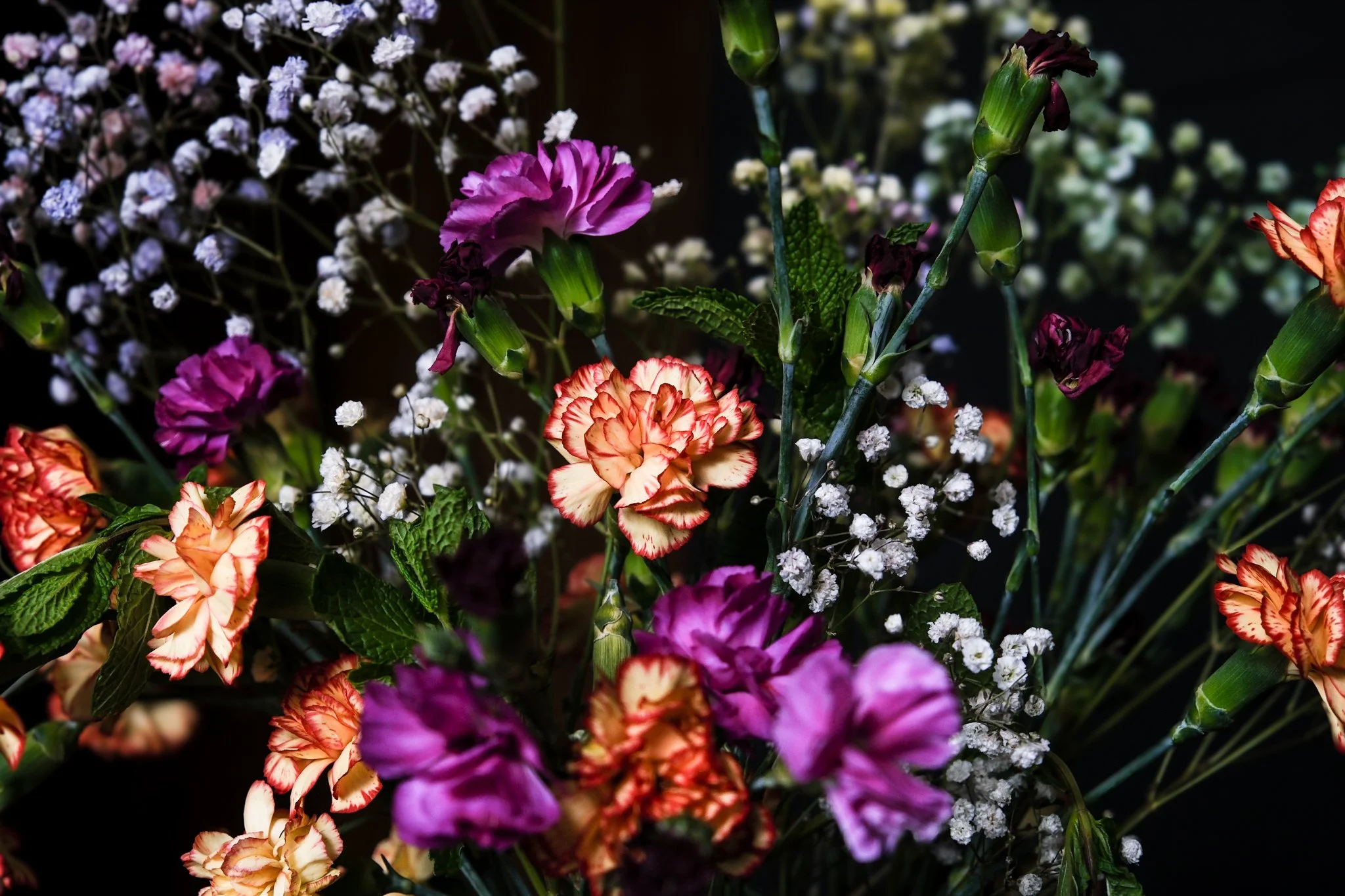 (Carnations, Baby's Breath, and Mint)

You are missing from me, in 
the protection that you wrought.
Trapped and caged we become what we have always
fought. 