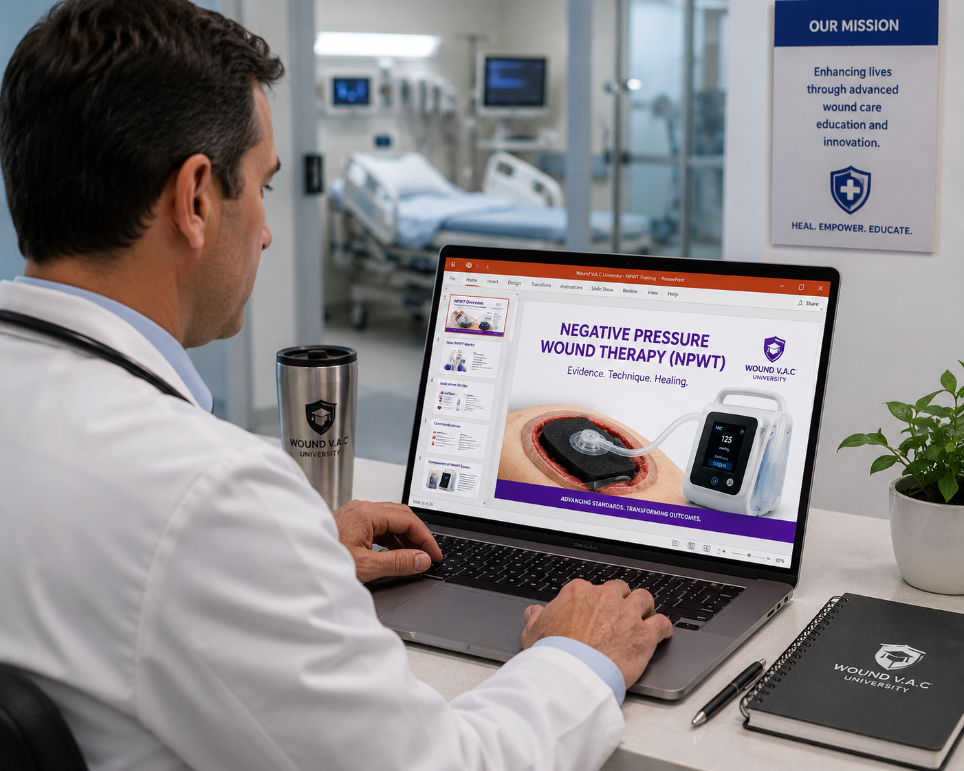 Doctor looking at computer
