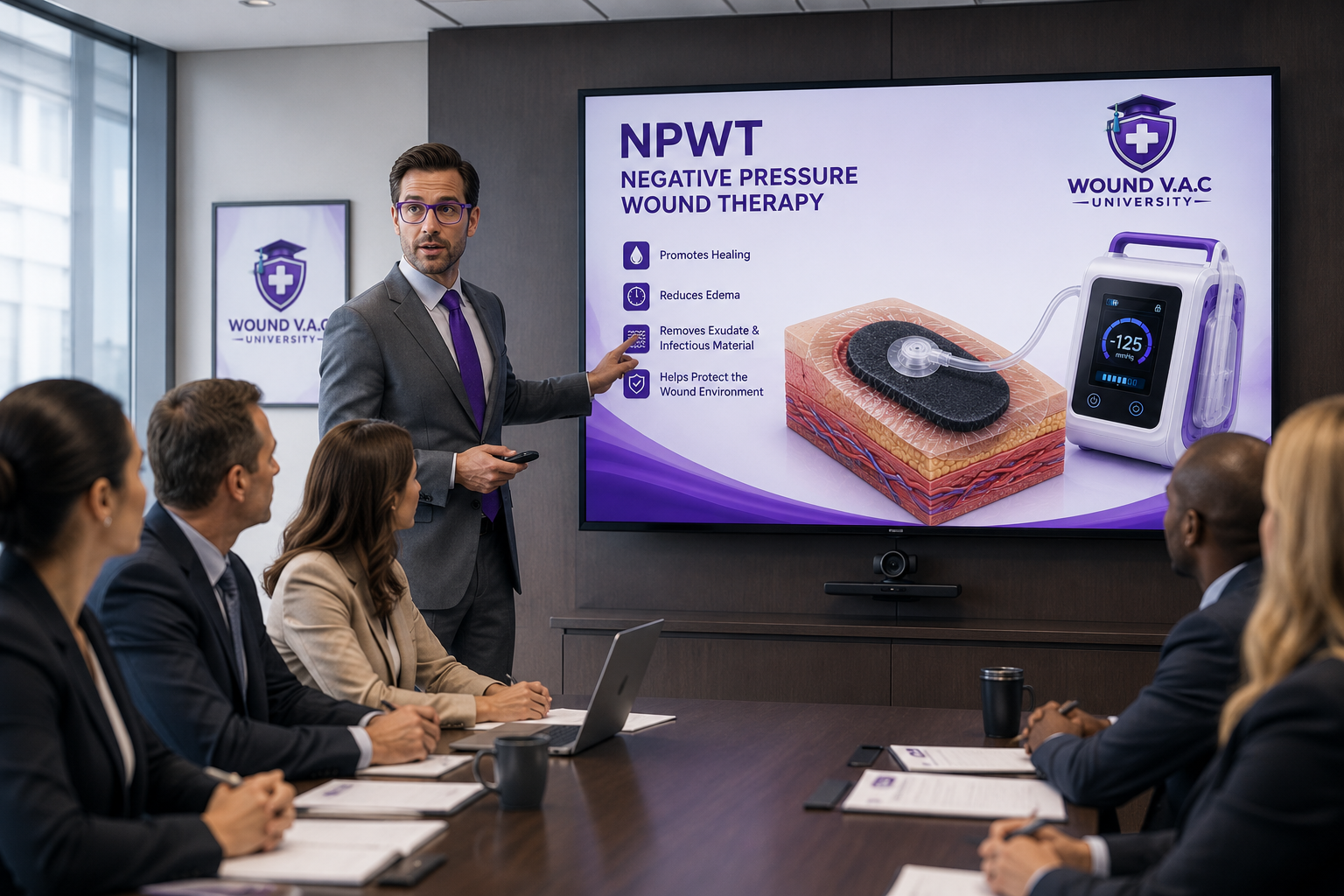 Doctor Presenting on Wound VAC Dressings
