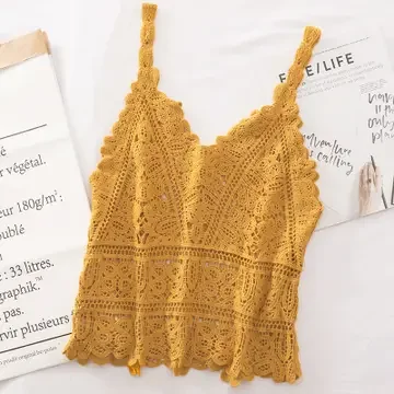 Bohemia Crochet Lace V-Neck Tan