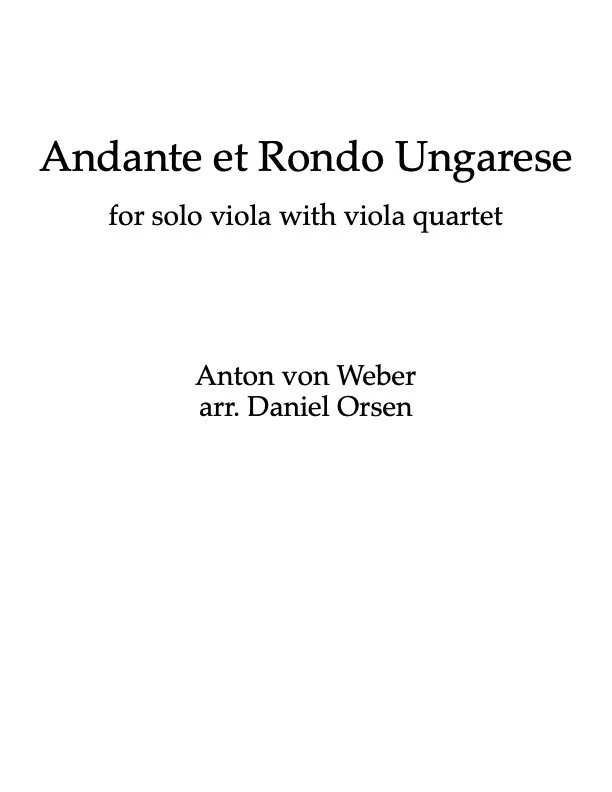Weber Andante et Rondo Ungarese arr. for Five Violas