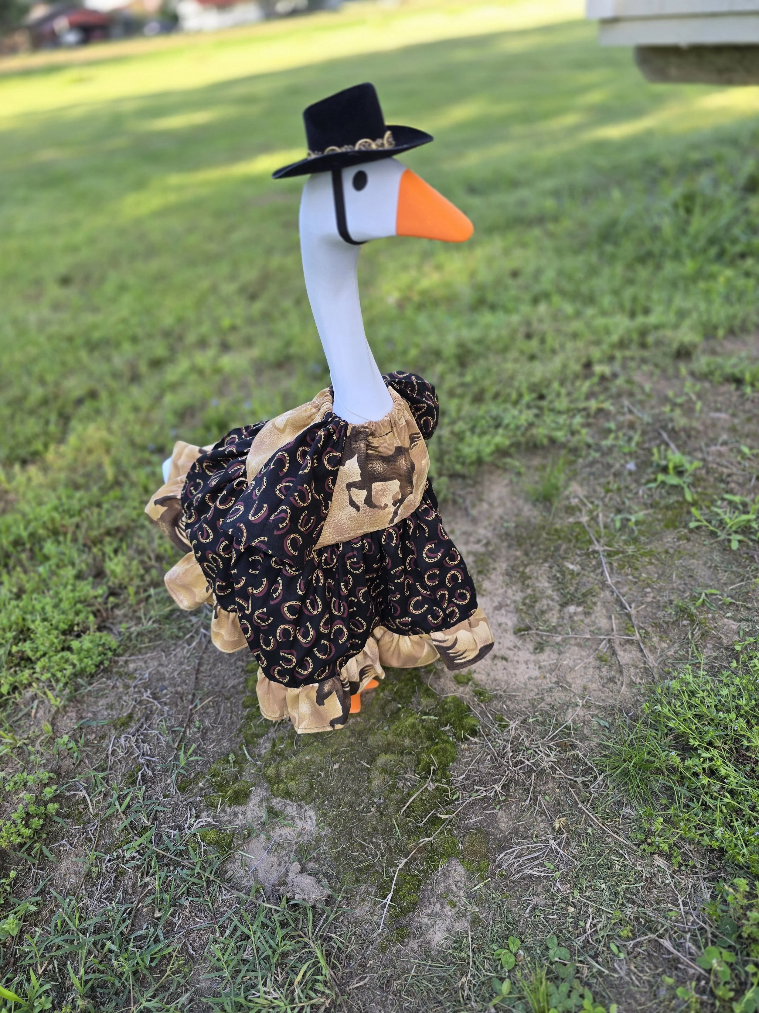 Handmade 24" porch goose outfit "cowgirl"