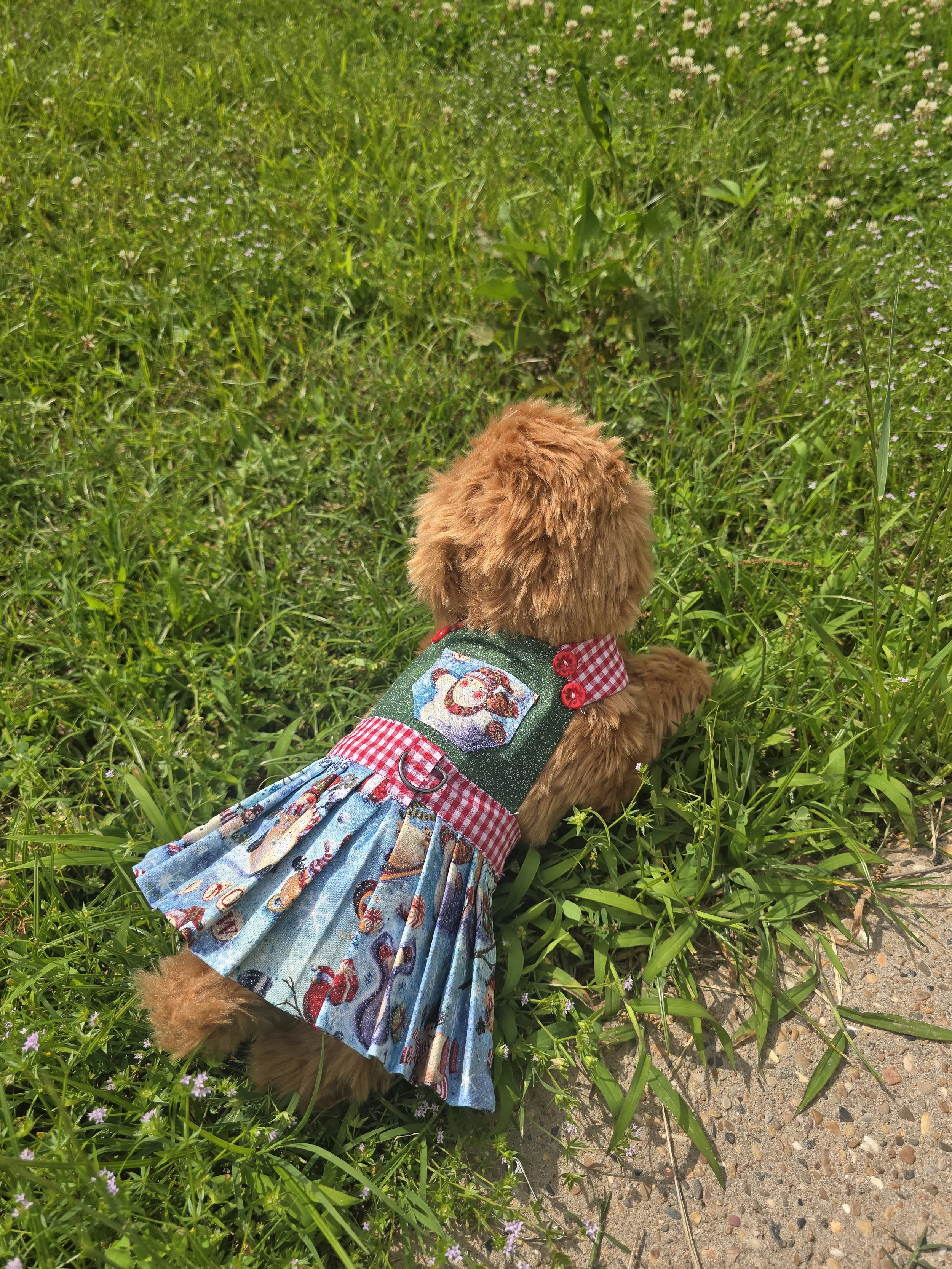 Christmas Snowmen Overall Harness Dress for Cats & Dogs - Size XS