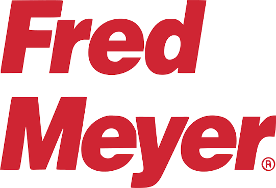 Logo with the words 'Fred Meyer' in bold red letters.