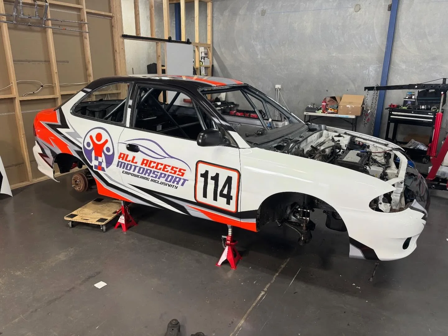 🚨 AAM 2 BUILD UPDATE &mdash; #114 is coming together! 🚨

The Hyundai Excel is looking SHARP and we are PUMPED with the progress! Here&rsquo;s where we&rsquo;re at:

✅ Wrap is DONE &mdash; and she is looking 🔥
✅ Engine &amp; gearbox are IN
🔧 Suspe