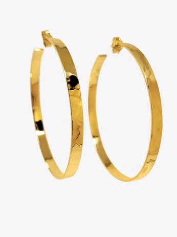 Gold hoop earrings with a polished finish