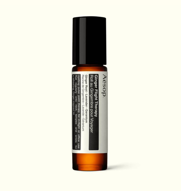 Essential oil ginger flight therapy roll on sustainably made by Aesop
