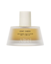 Bottle of ABEL coat check nail product with a white cap and clear body showing yellowish liquid