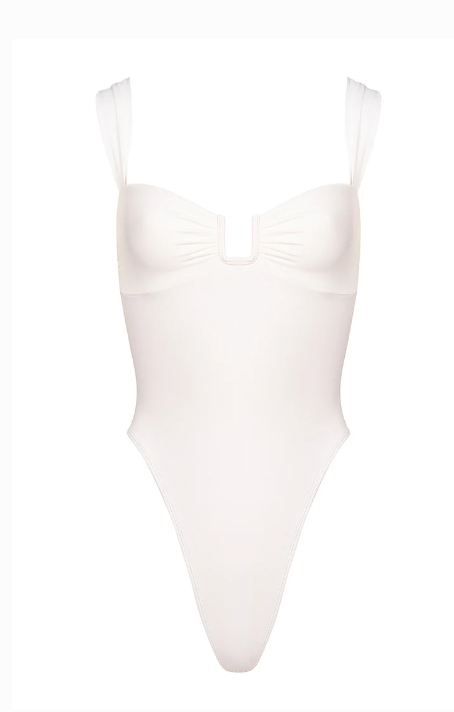 One piece swimsuit in white sustainably made by Away That Day