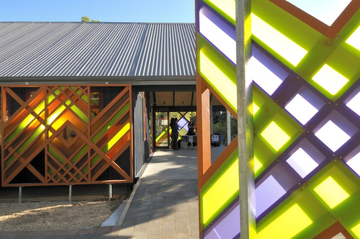 Te Āhurutanga building with cultural detailing on the walls