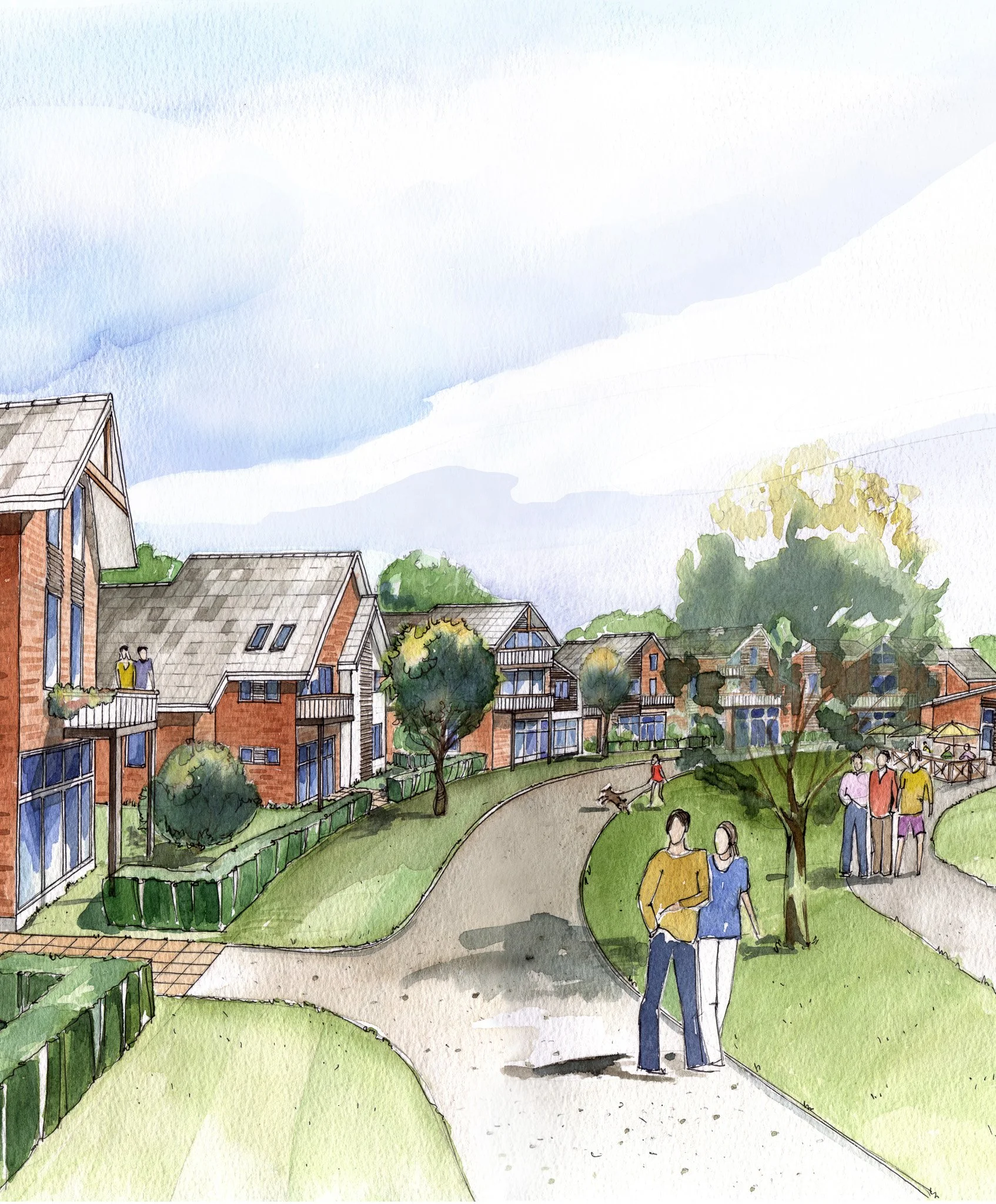 Cambridge Park Subdivision, Cambridge, watercolour illustration