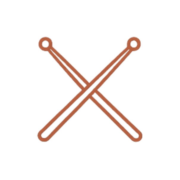 Two crossed sewing needles with brown thread on white background.