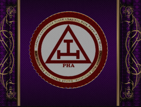 Emblem with a triangle and cross, and the letters PHA inside, surrounded by text and decorative borders.