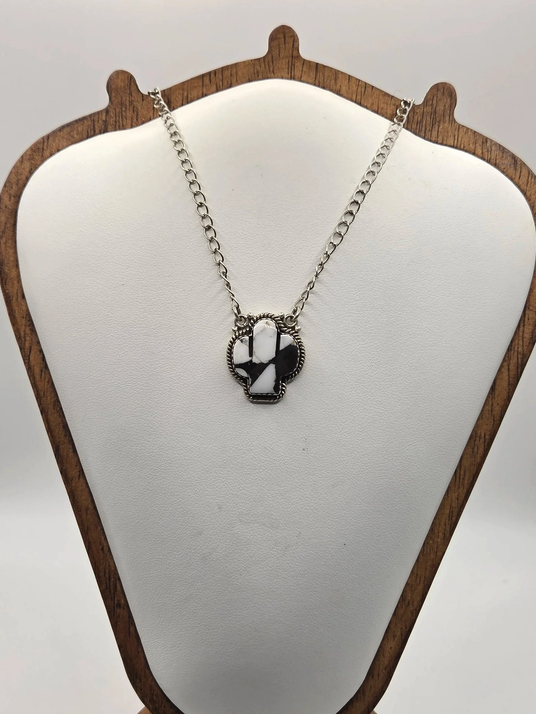 Sterling Silver White Buffalo Cactus Necklace