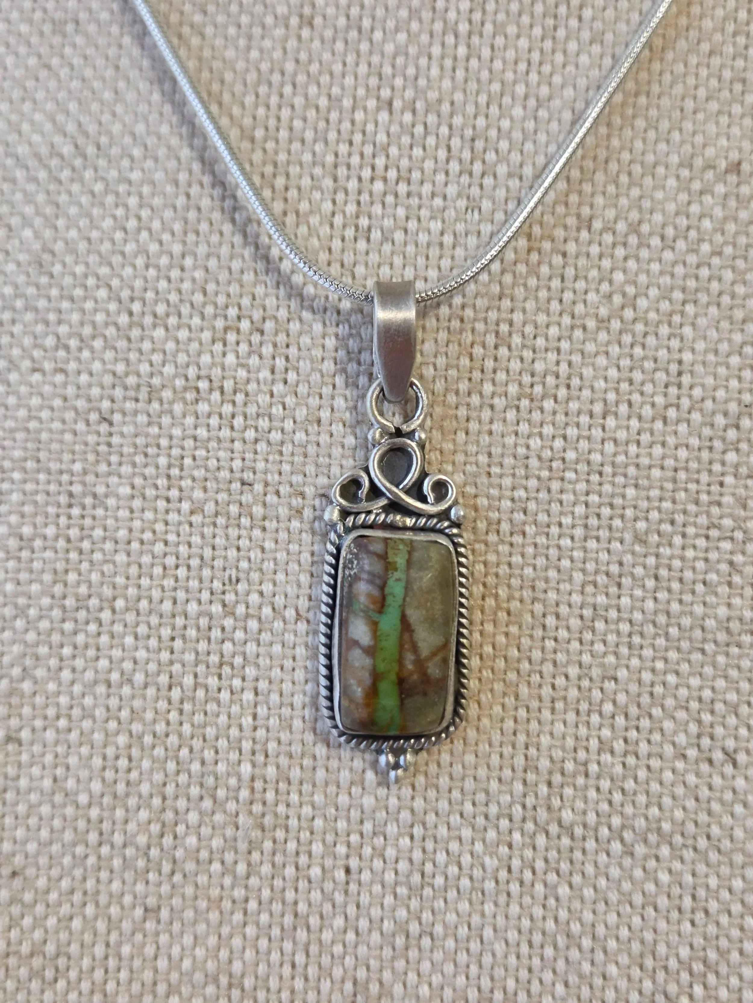 Sterling Silver Dainty Royston Ribbon Turquoise Necklace
