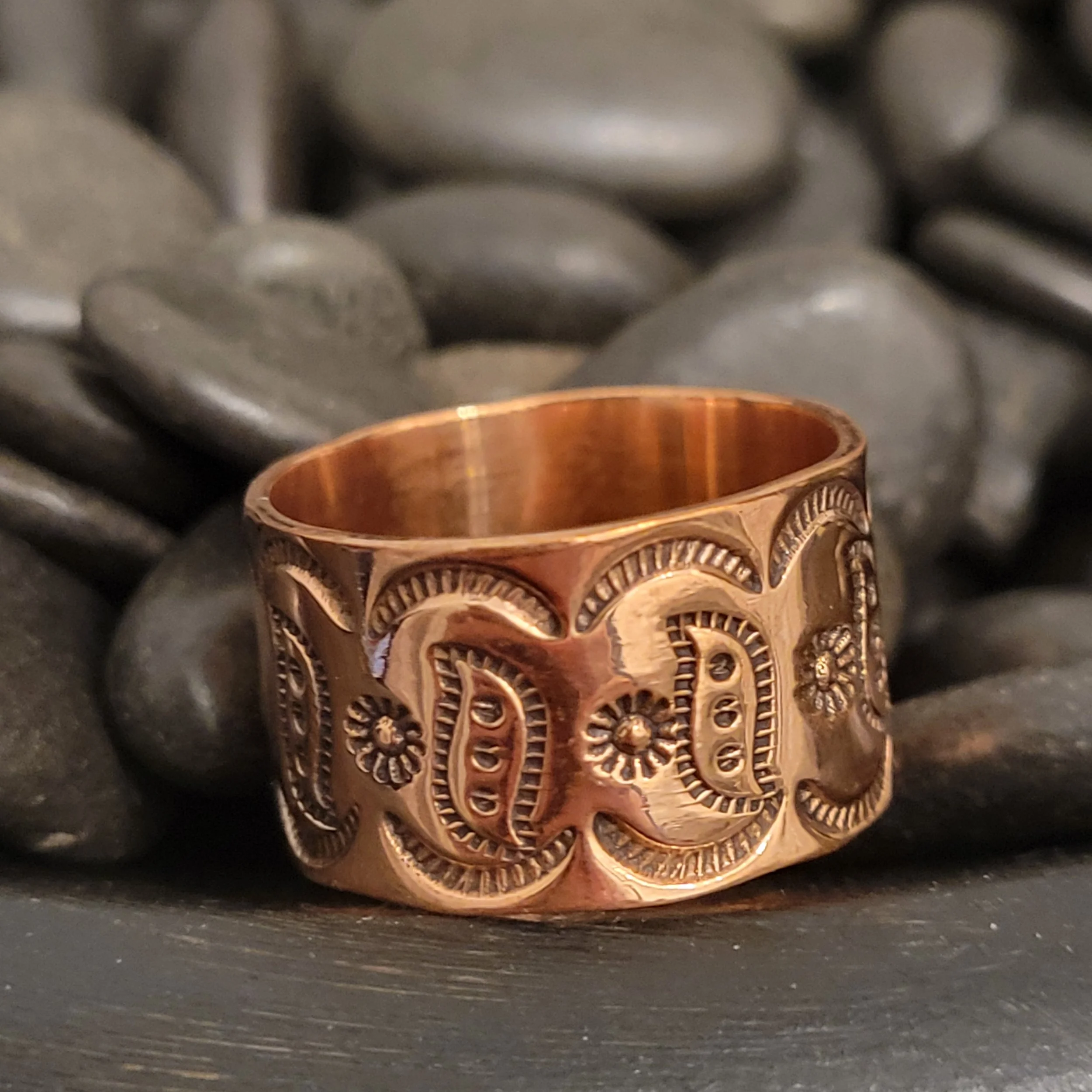 Copper Stamped Cigar Band Ring Sz 9 1/2