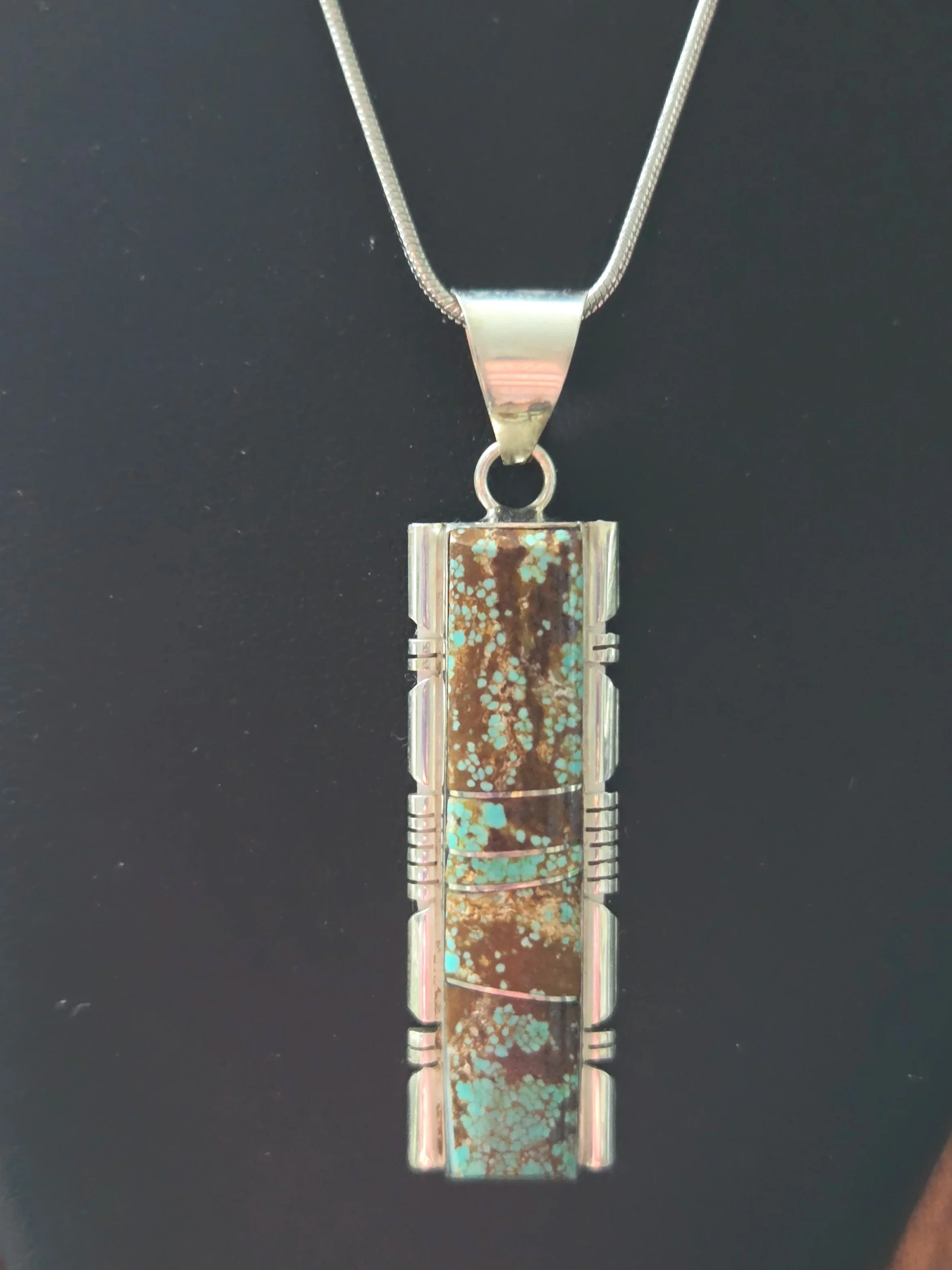 Sterling Silver Mine Number 8 Vertical Bar Necklace #2 - Native American