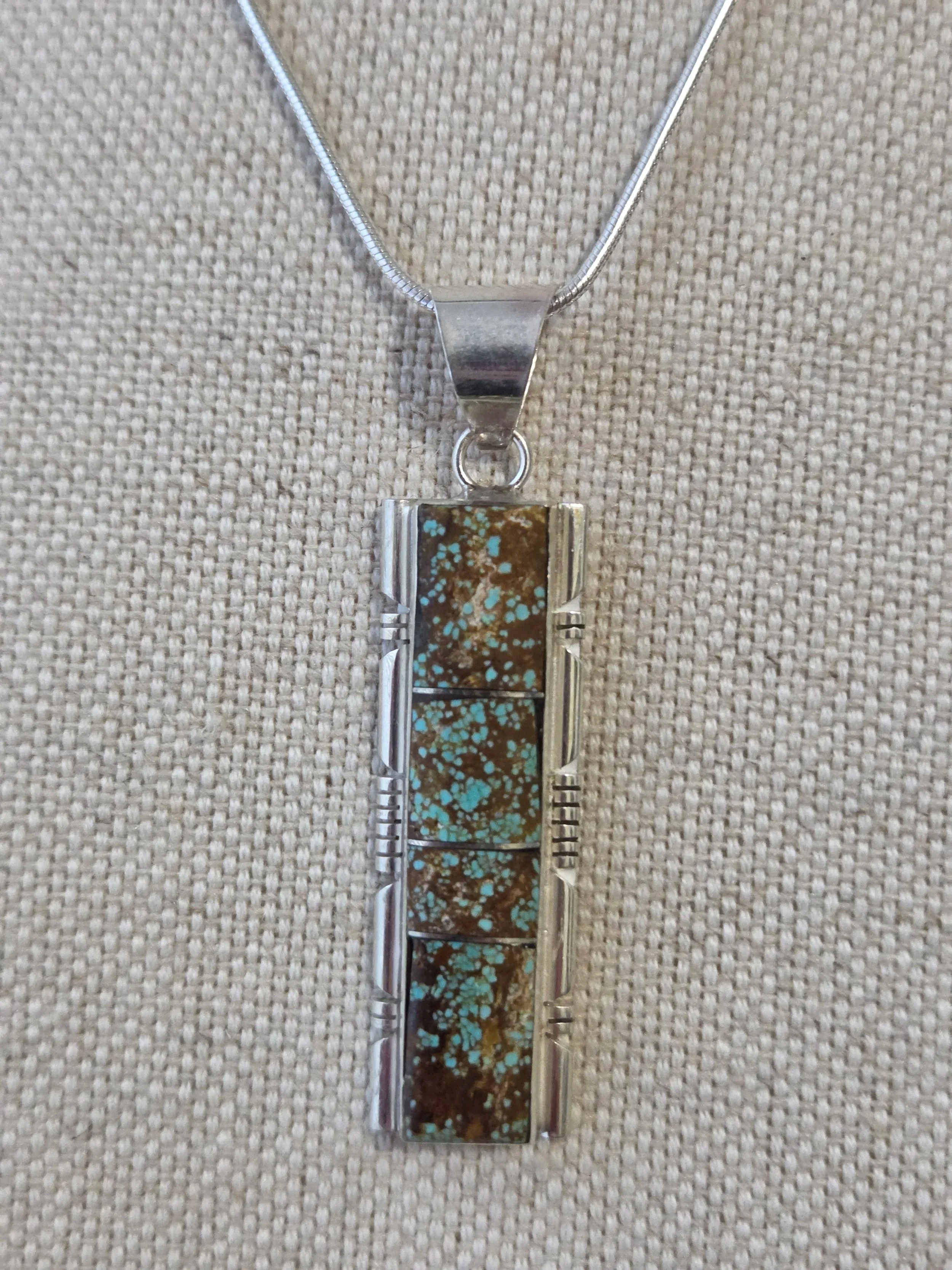 Sterling Silver Mine Number 8 Vertical Bar Necklace - Native American