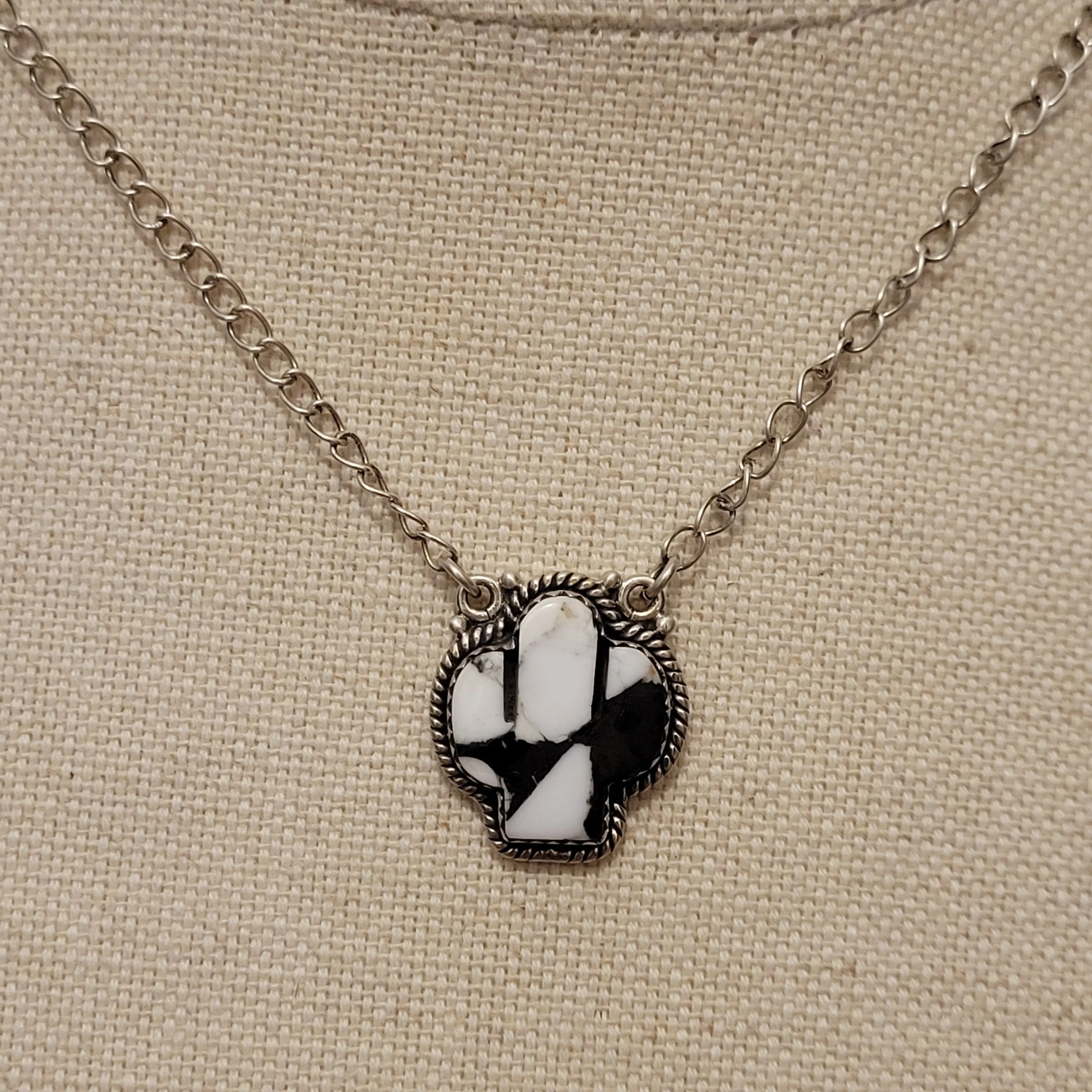 Sterling Silver White Buffalo Cactus Necklace