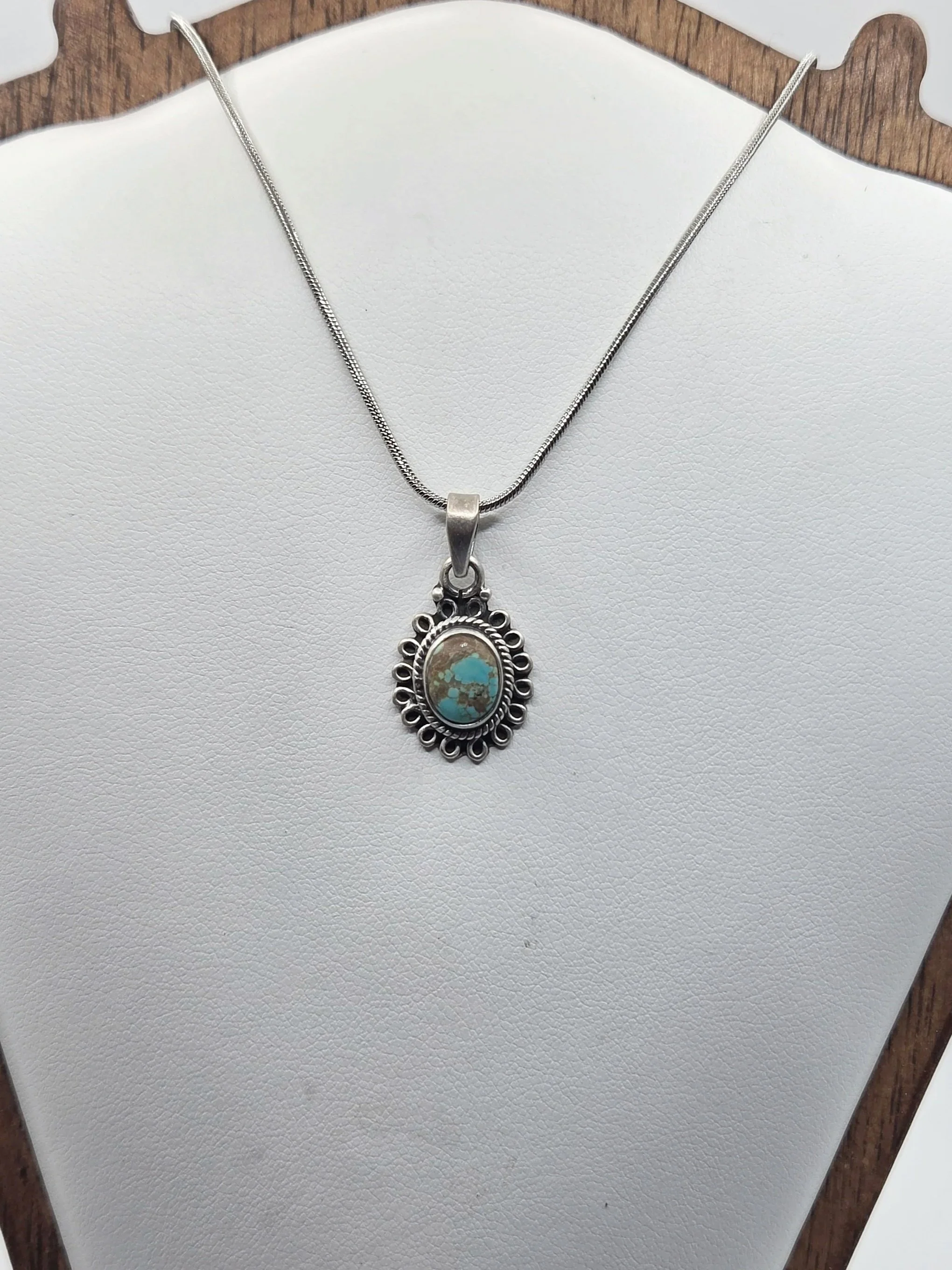 Dainty Sterling Silver #8 Mine Turquoise Necklace