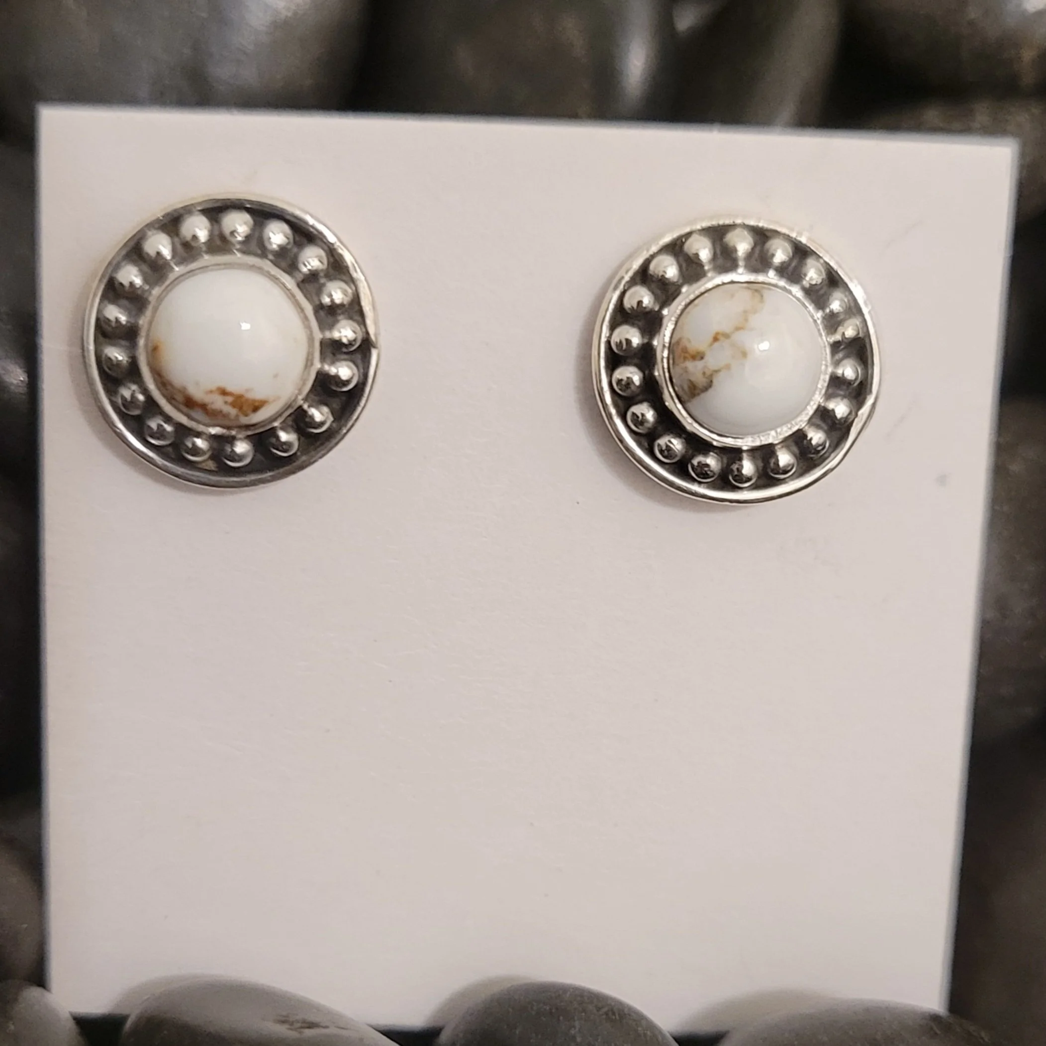 Sterling Silver Wild Horse Button Earrings