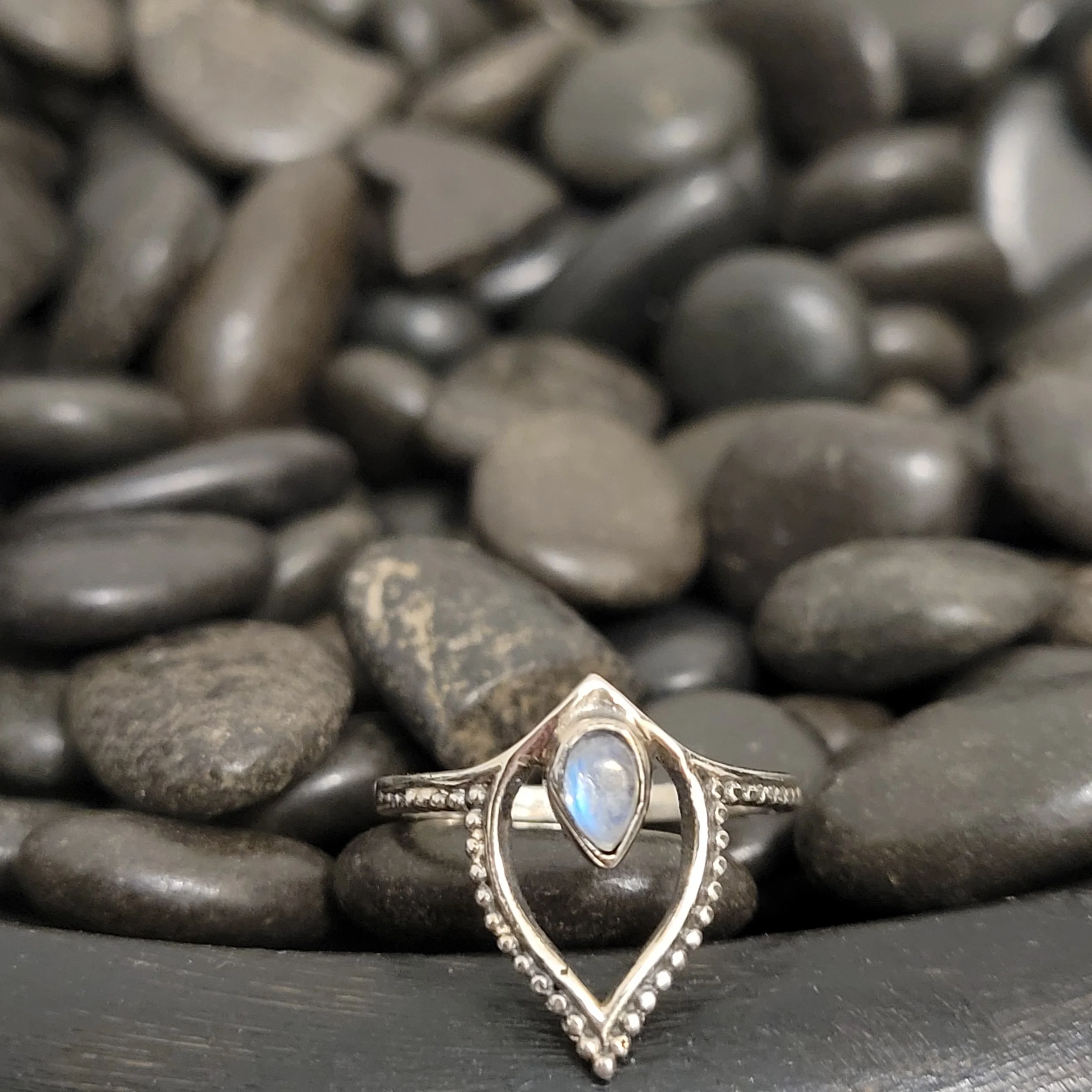 Sterling Silver Rainbow Moonstone Ring