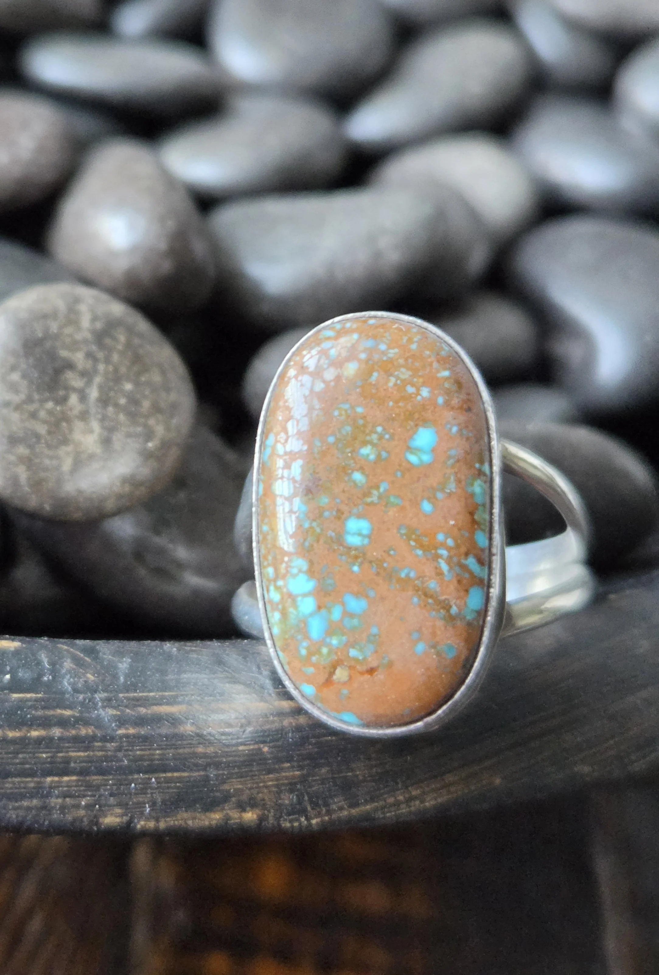 Sterling Silver Vintage Turquoise Ring Sz 8 - Native American