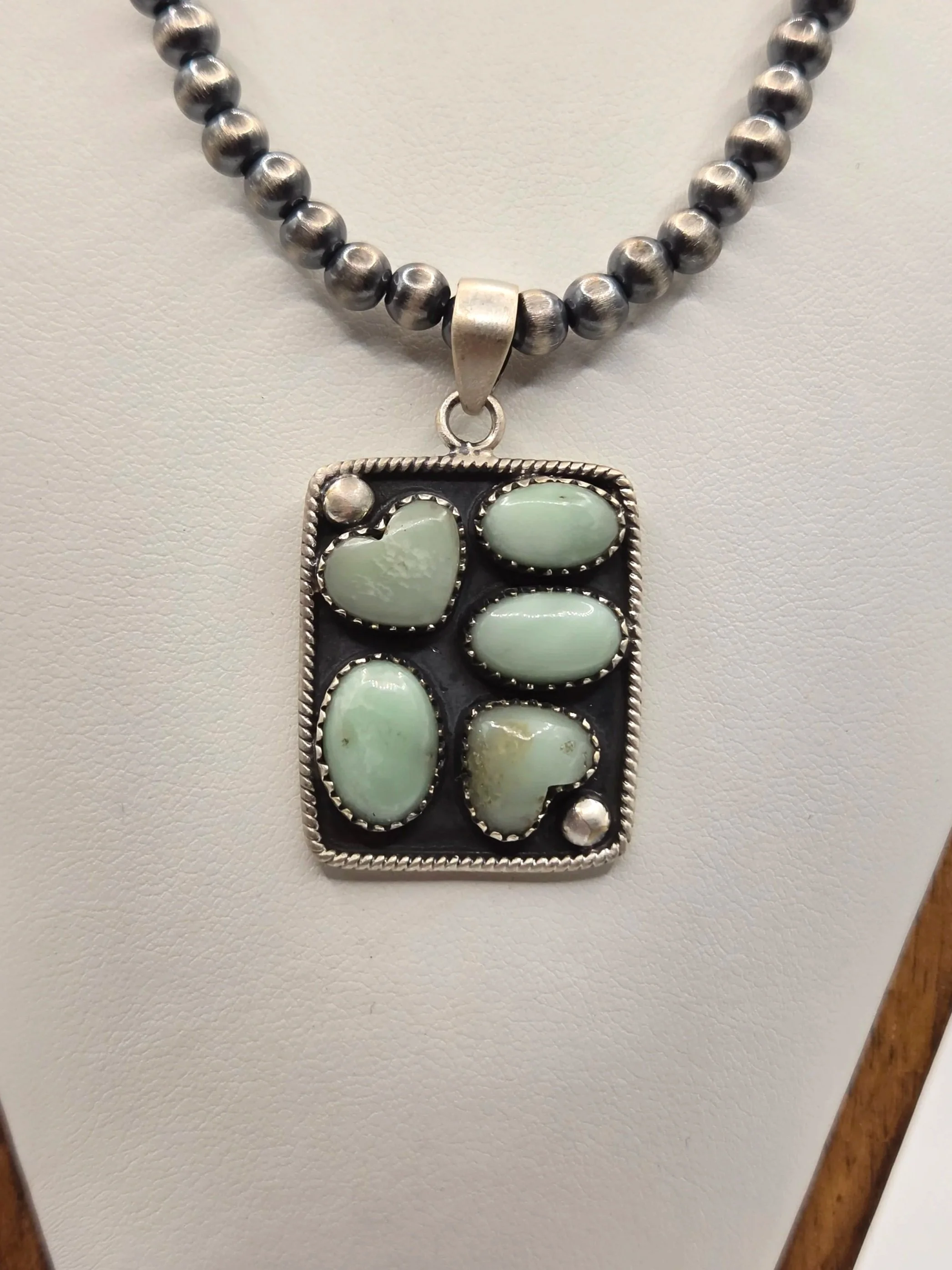 Sterling Silver Shadowbox Paloma Turquoise Heart Pendant