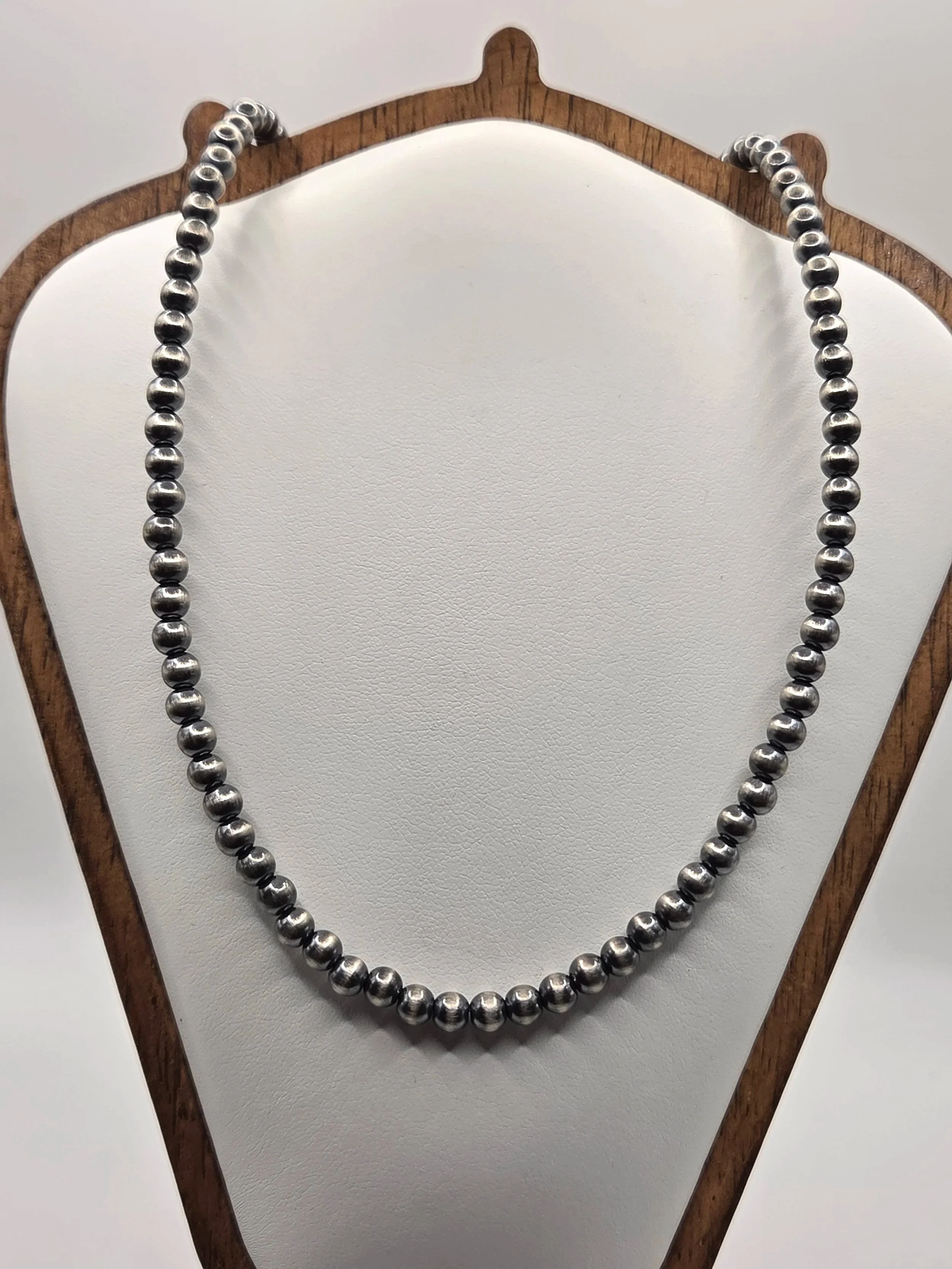 Sterling Silver 5mm Navajo Pearl Style Necklace