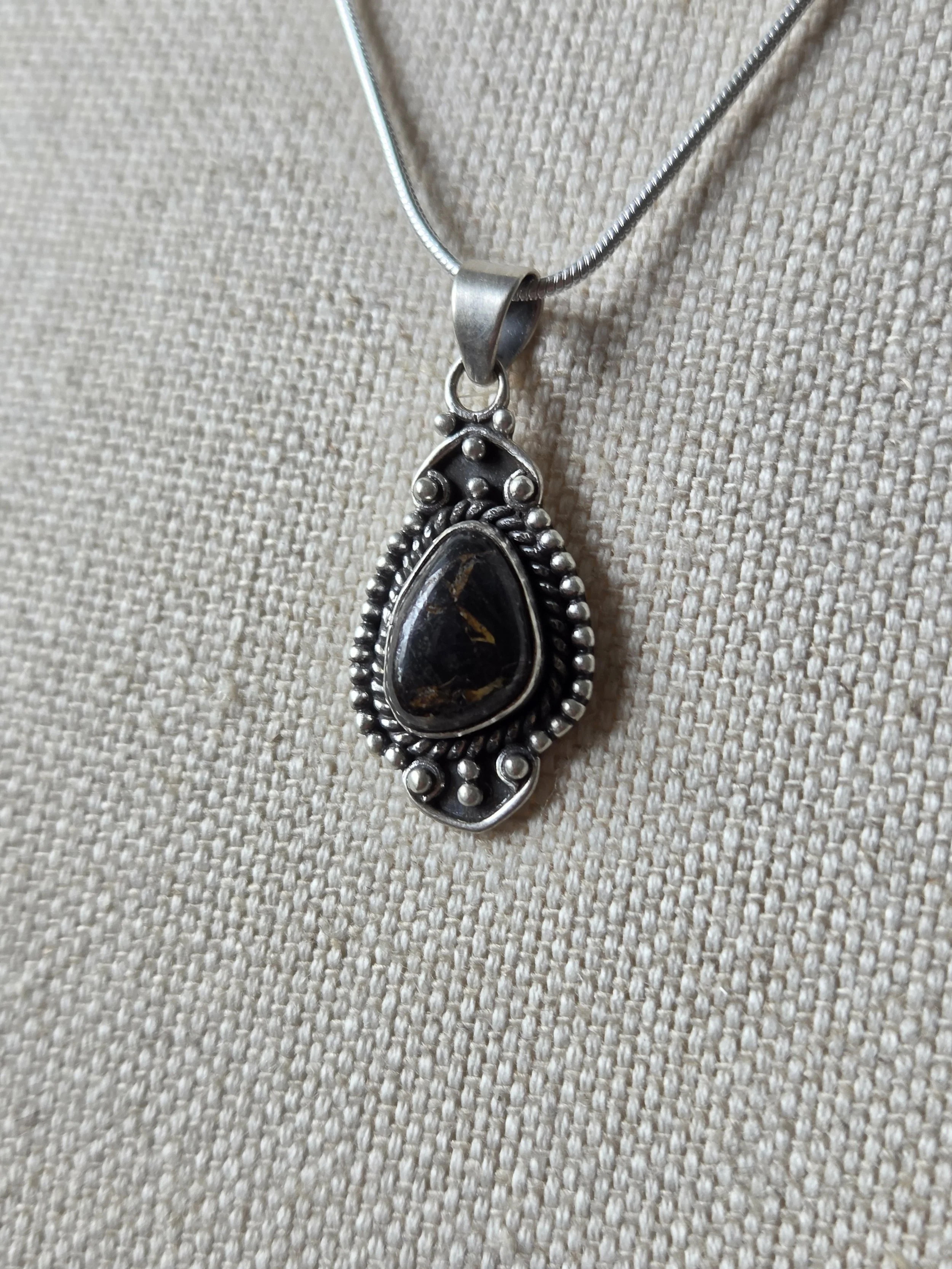 Dainty Sterling Silver Blackjack Turquoise Necklace