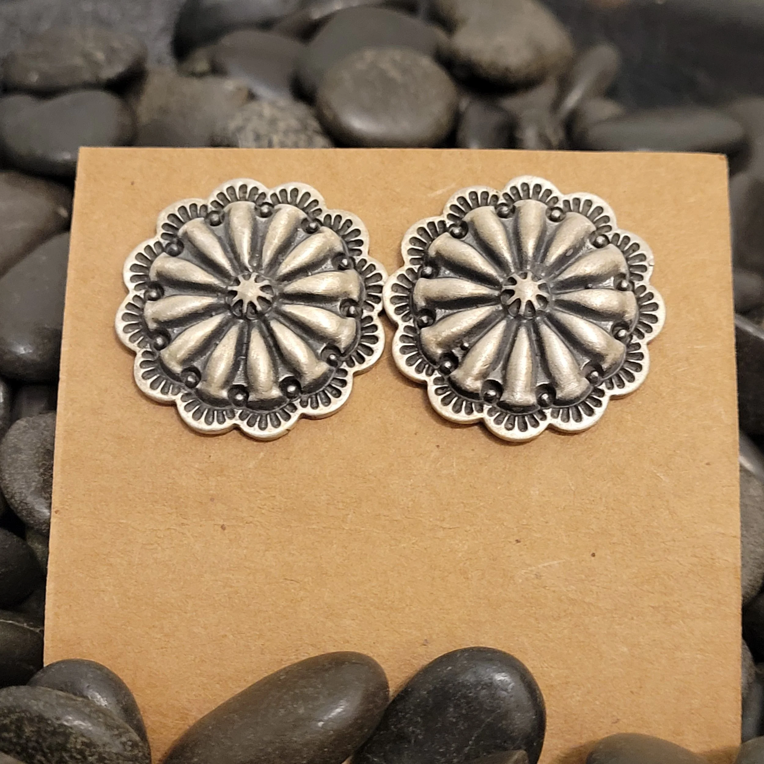 Sterling Silver Concho Earrings