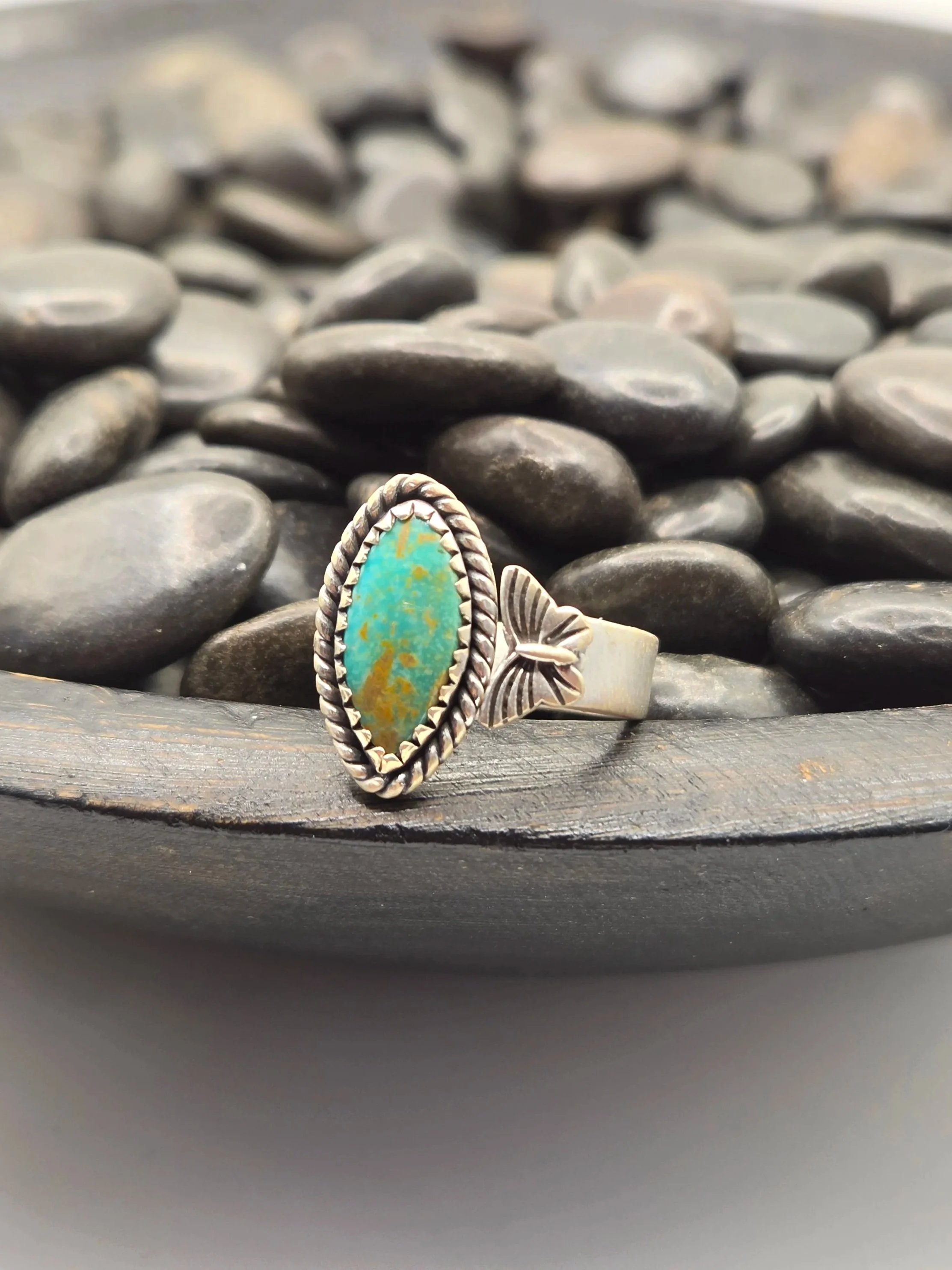 Sterling Silver Carico Lake Butterfly Bypass Ring Size 6 Adjustable