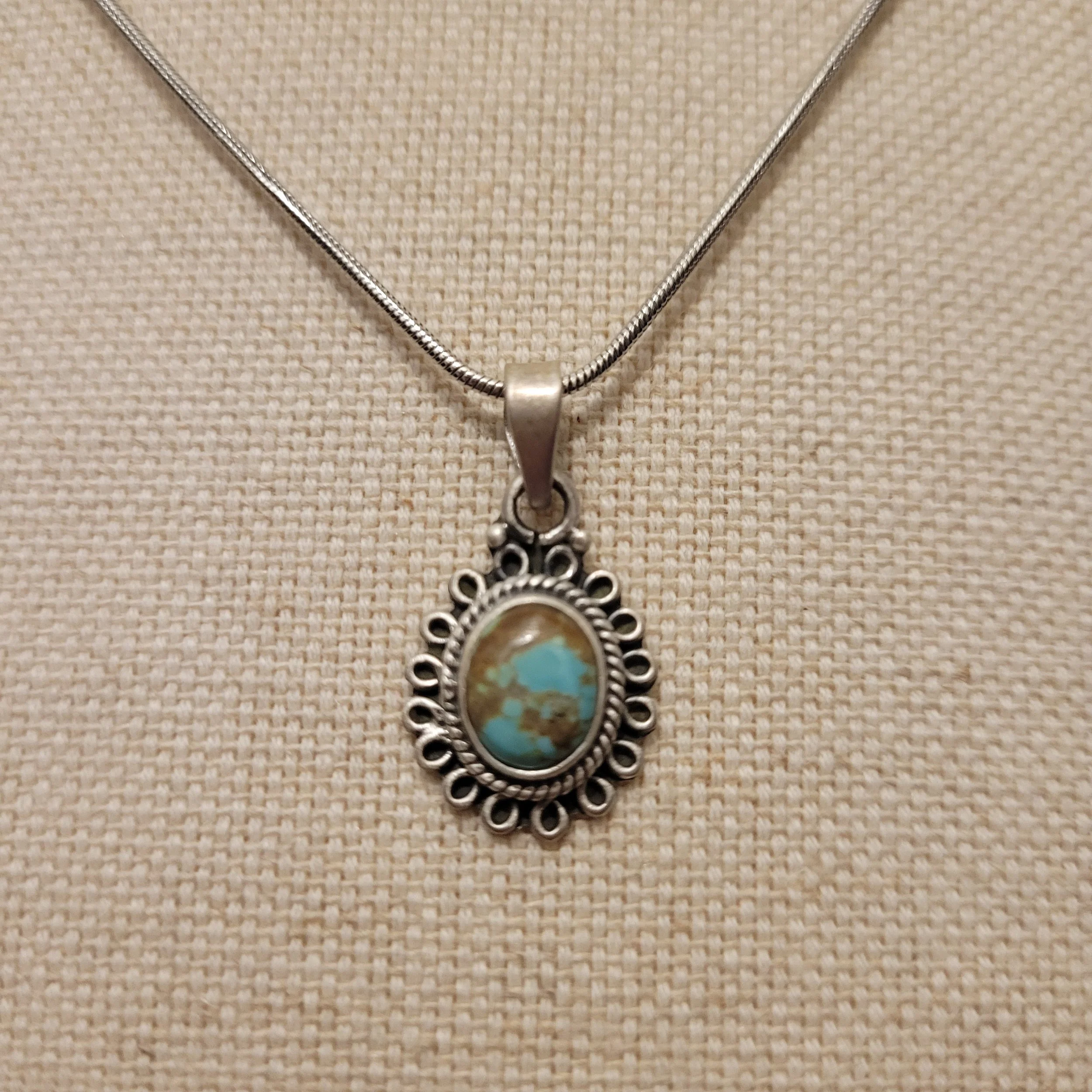 Dainty Sterling Silver #8 Mine Turquoise Necklace