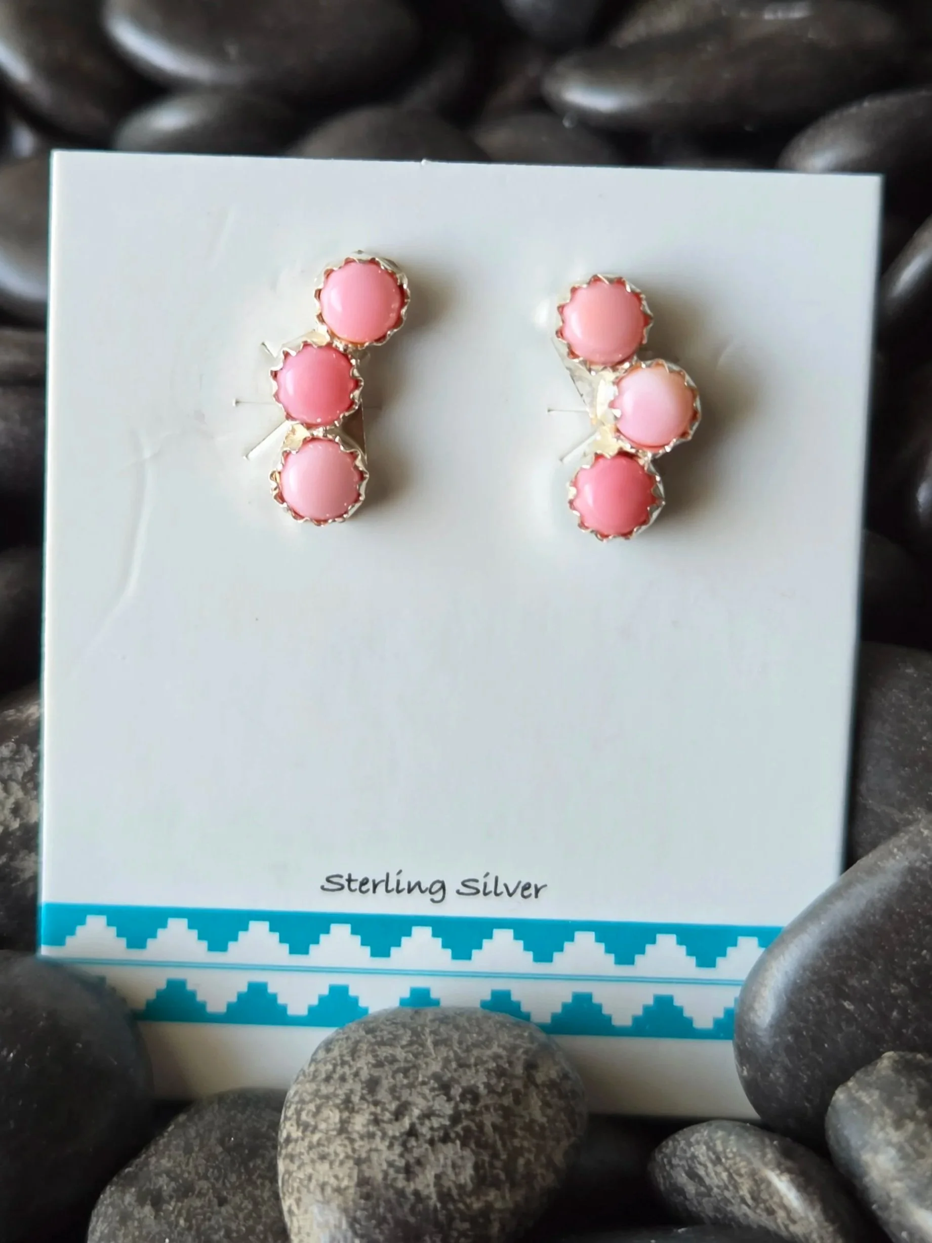 Sterling Silver Pink Conch Crawler Earrings