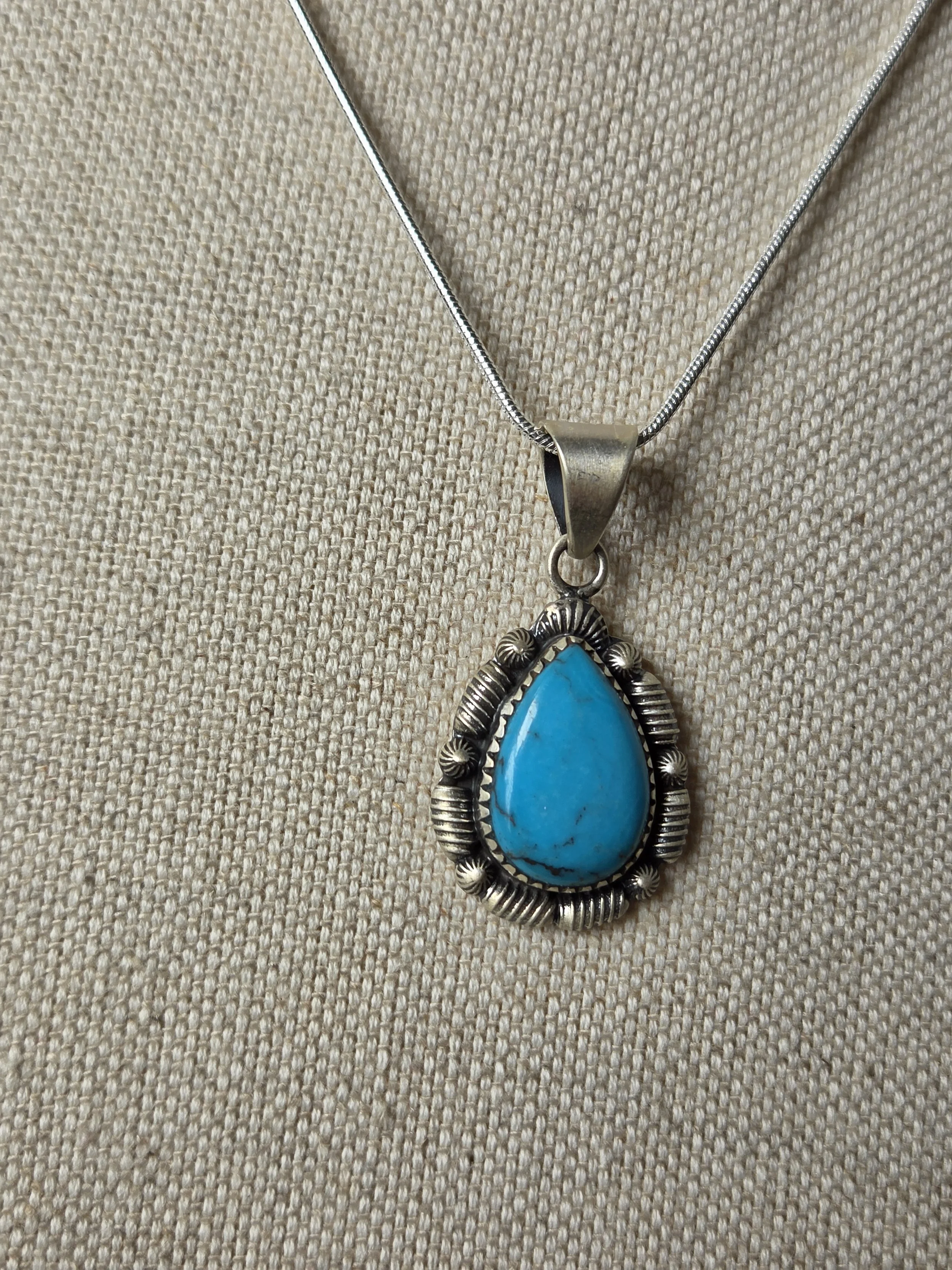 Sterling Silver Lone Mountain Turquoise Necklace