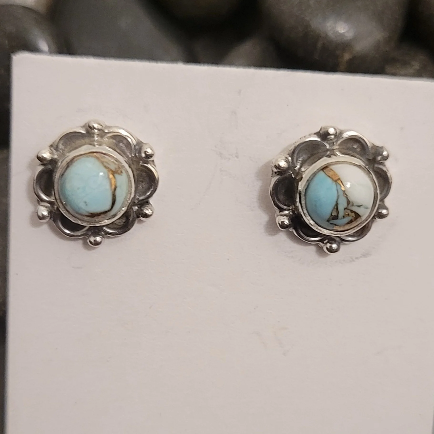 Sterling Silver Cotton Candy Dahlia Button Earrings