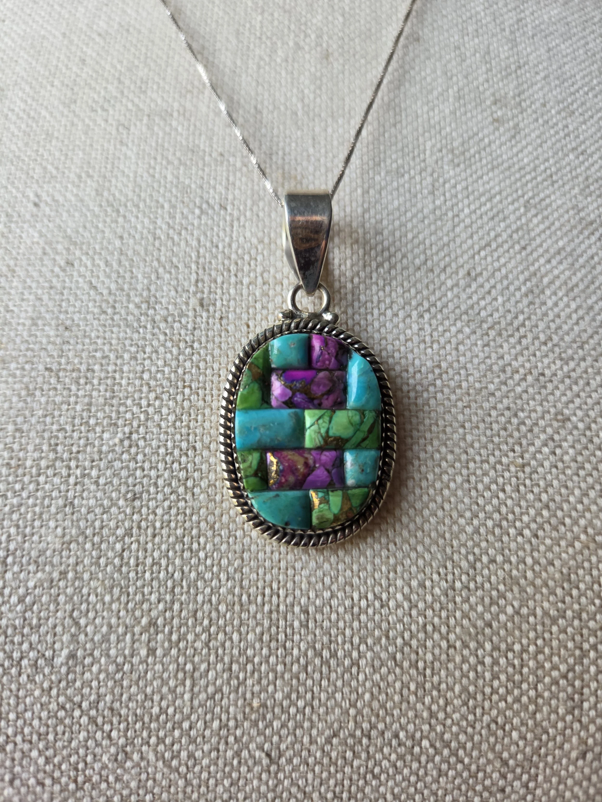 Sterling Silver "Cobblestone" Necklace - Turquoise, Purple Mohave, Sonoran Gold