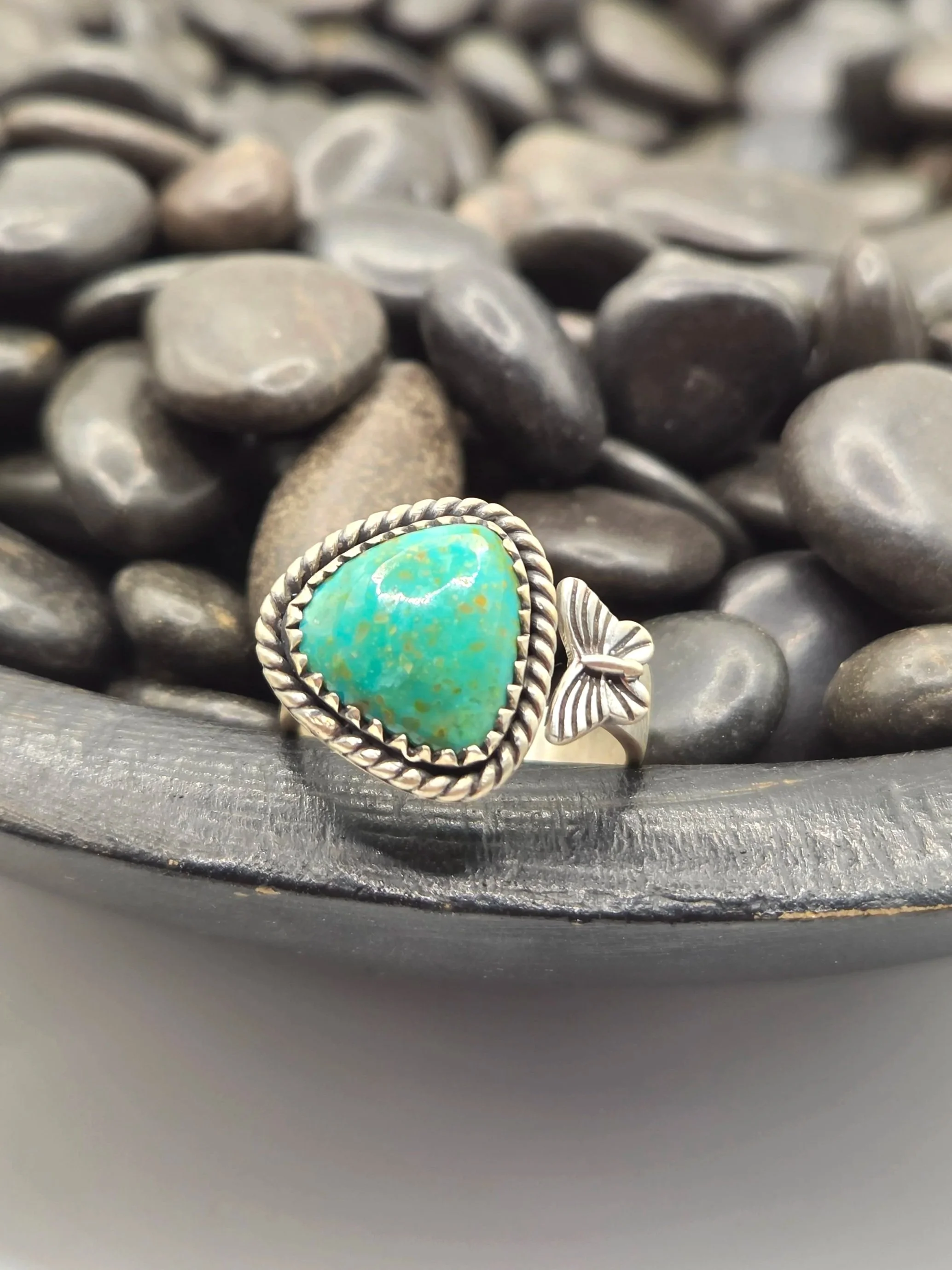 Sterling Silver Carico Lake Butterfly Bypass Ring Size 7 Adjustable