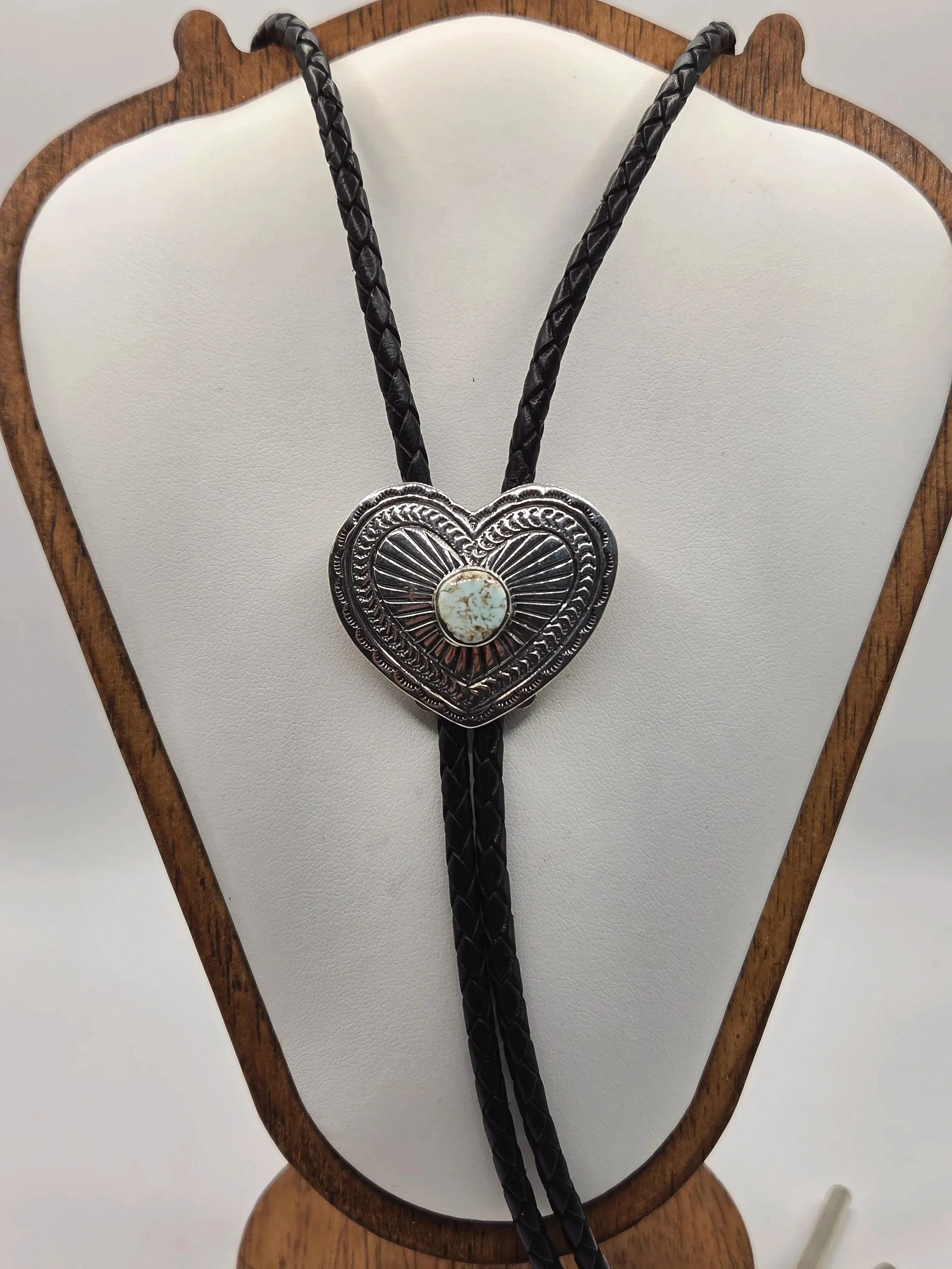 Sterling Silver Dry Creek Turquoise Heart Bolo - Native American