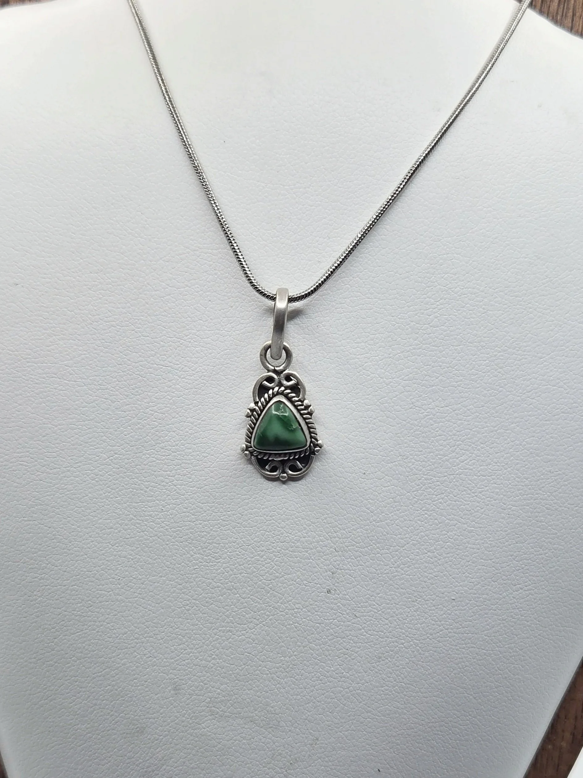 Dainty Sterling Silver Blackjack Turquoise Necklace