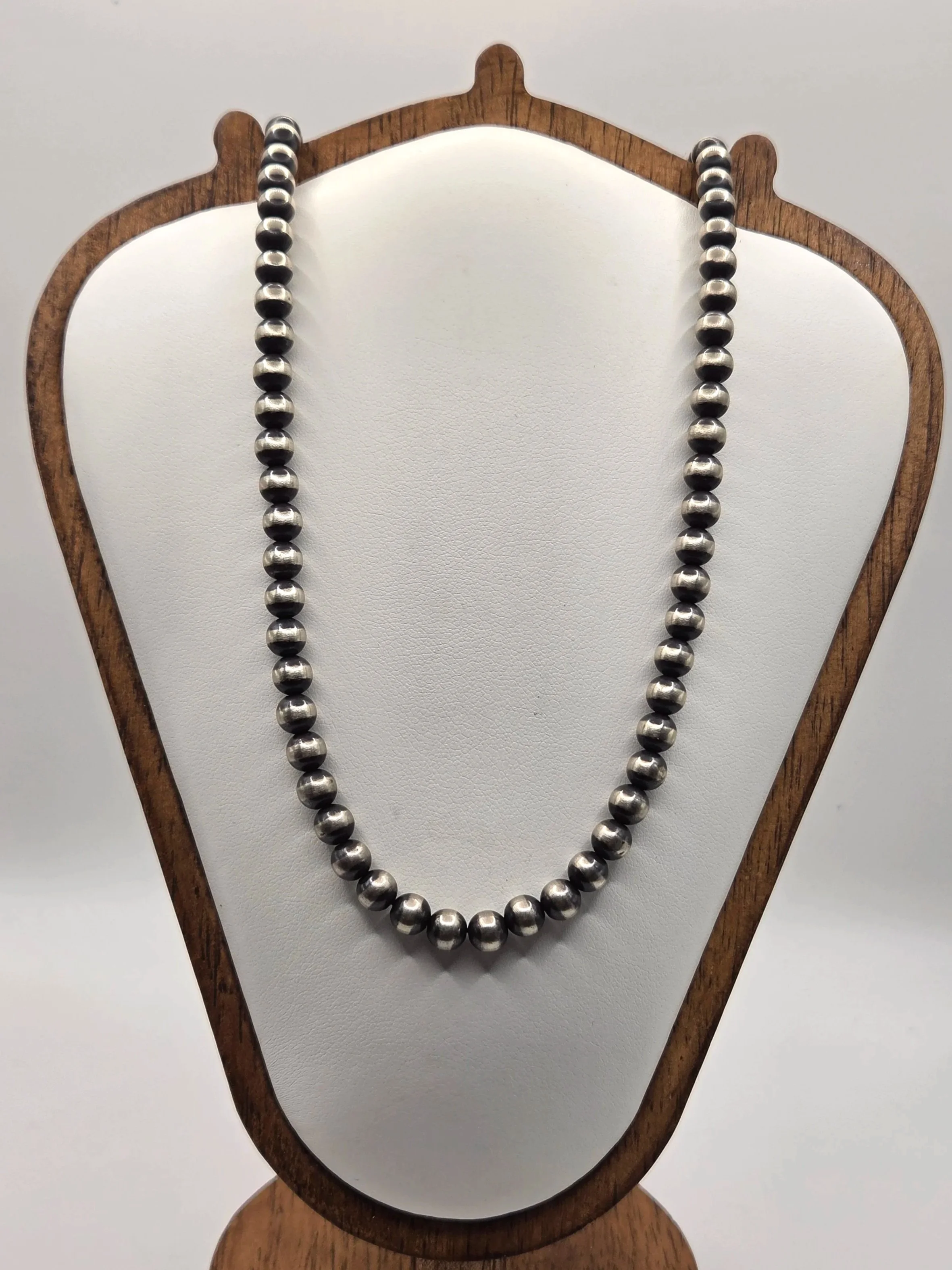 Sterling Silver 6mm Navajo Pearl Style Necklace