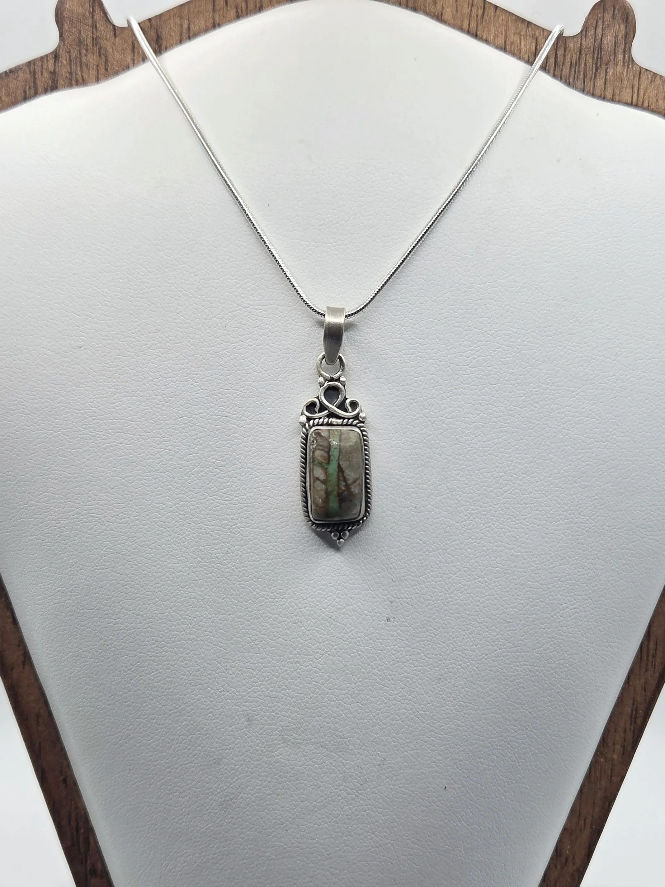 Sterling Silver Dainty Royston Ribbon Turquoise Necklace