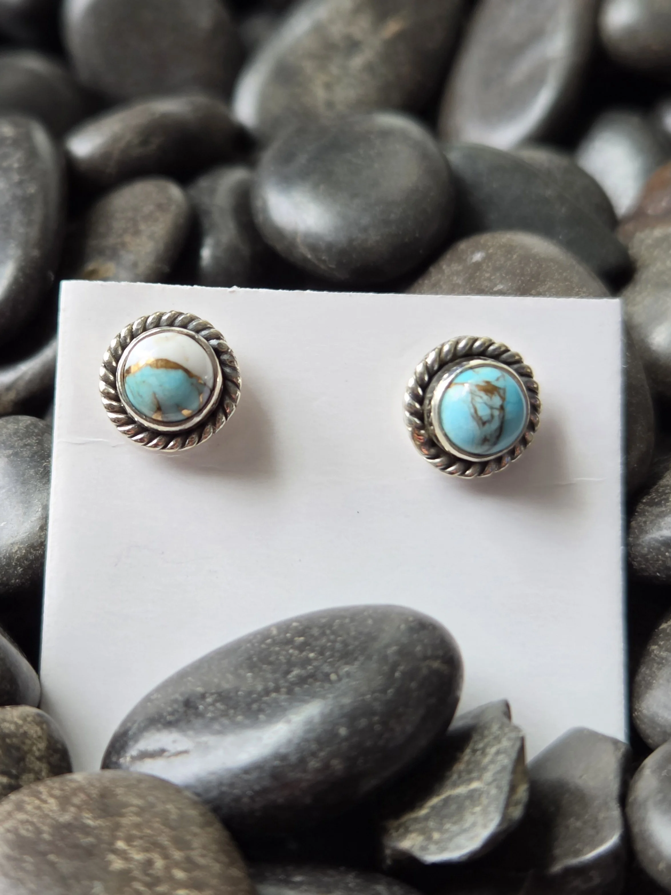 Sterling Silver Cotton Candy Dahlia Button Earrings