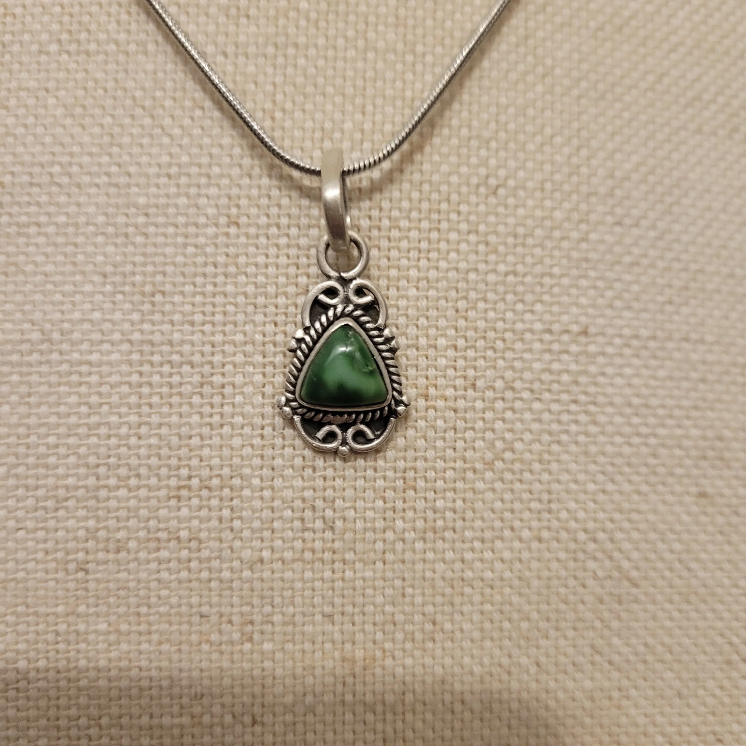 Dainty Sterling Silver Blackjack Turquoise Necklace