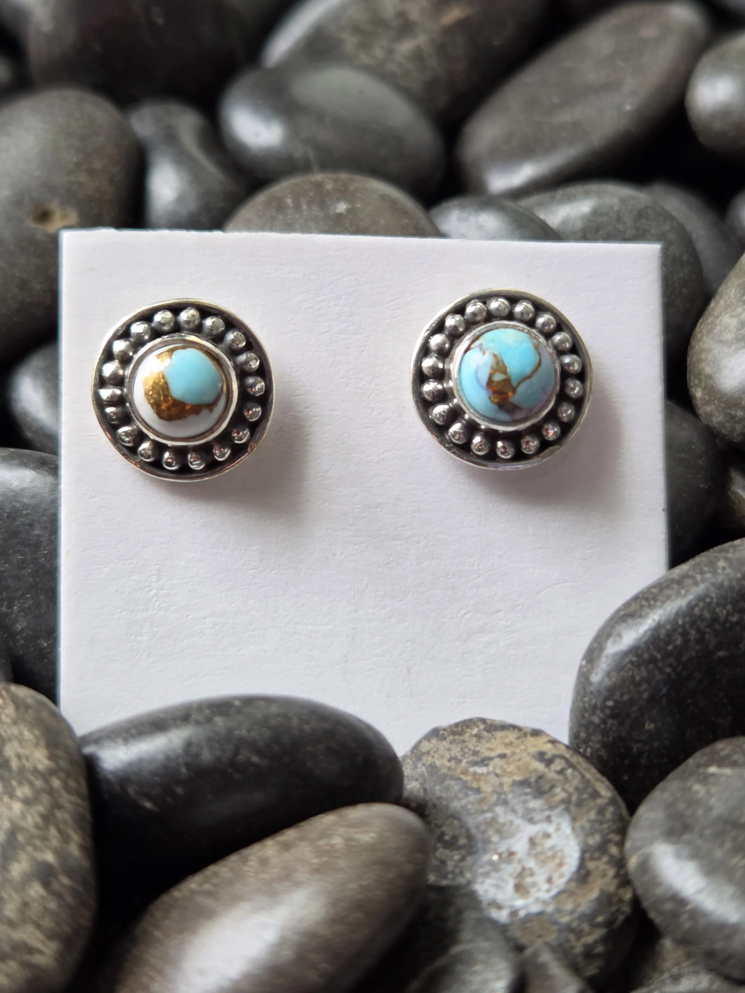 Sterling Silver Cotton Candy Dahlia Button Earrings