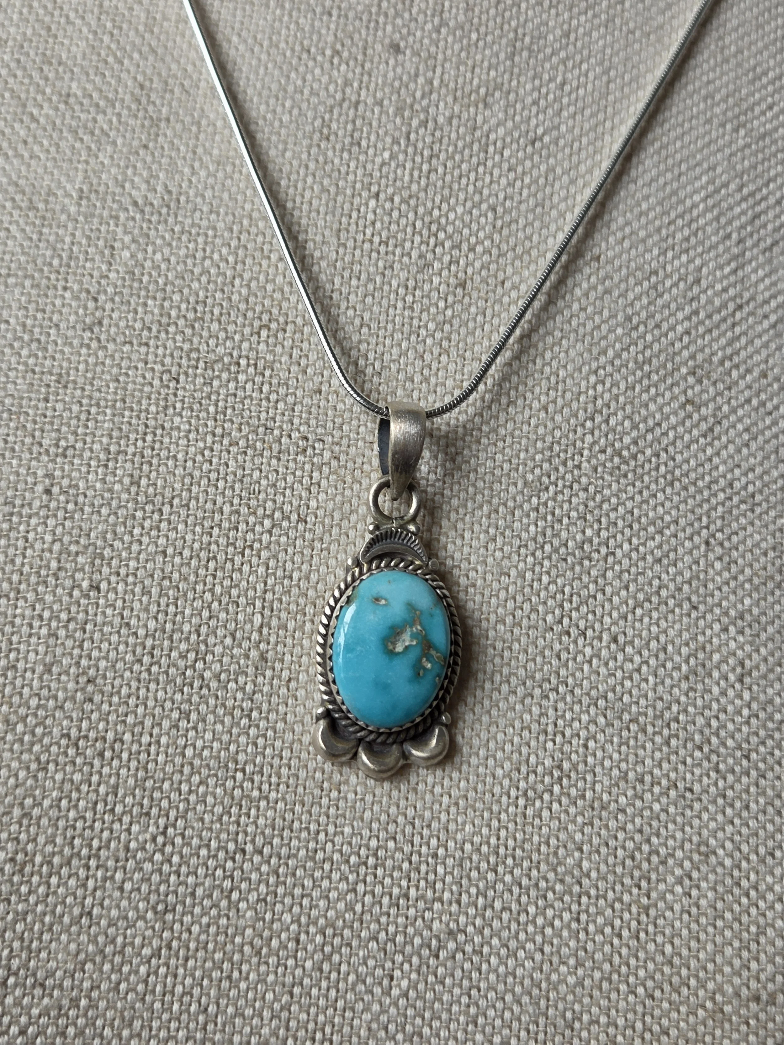 Sterling Silver Lone Mountain Turquoise Necklace